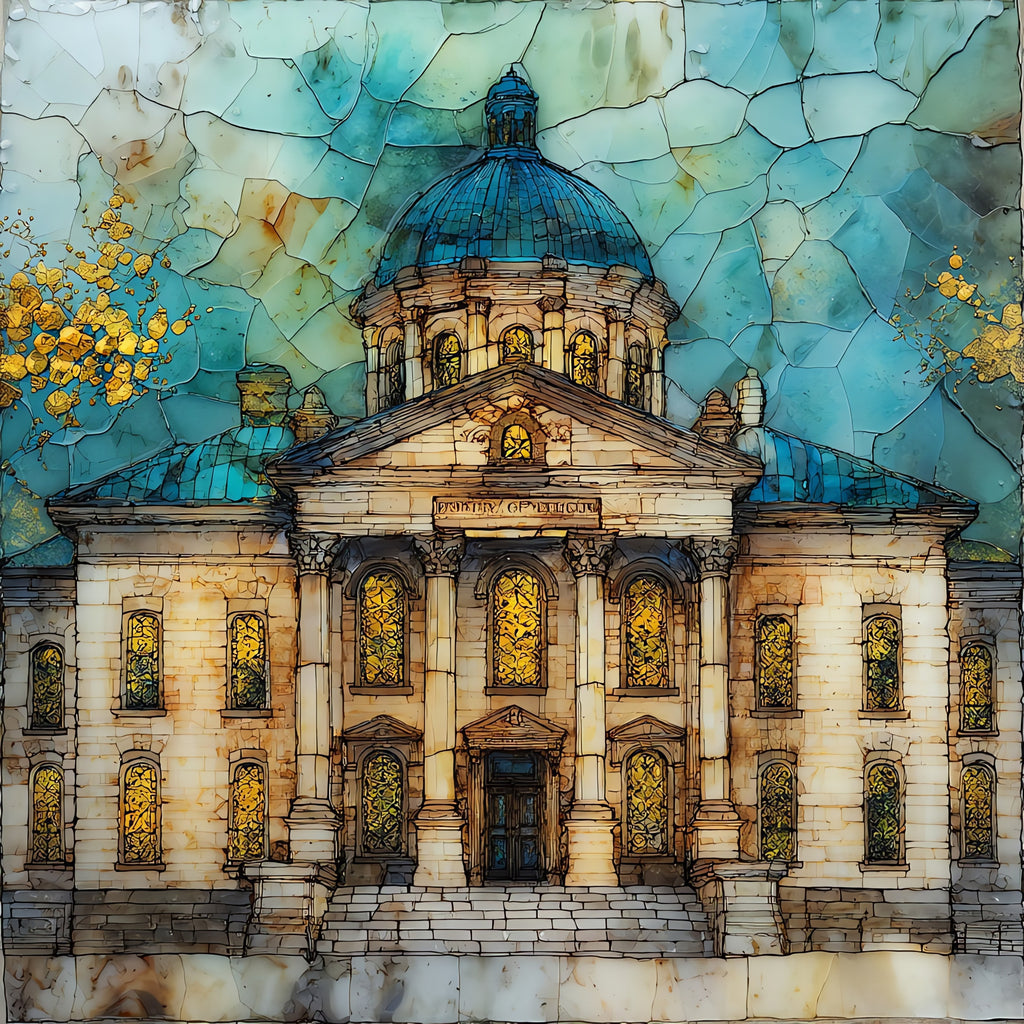 the Indiana State Capitol facade in — ceramic art tile
