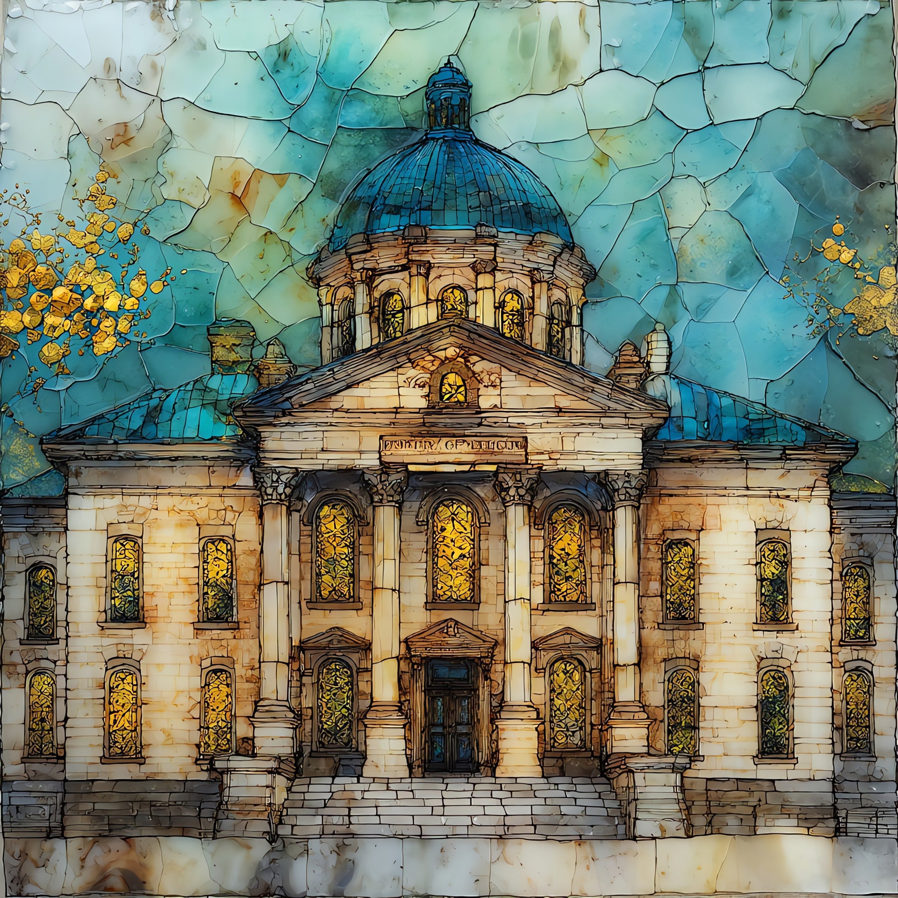 the Indiana State Capitol facade in — ceramic art tile