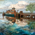 the Chester-Hadlyme Ferry crossing — ceramic art tile