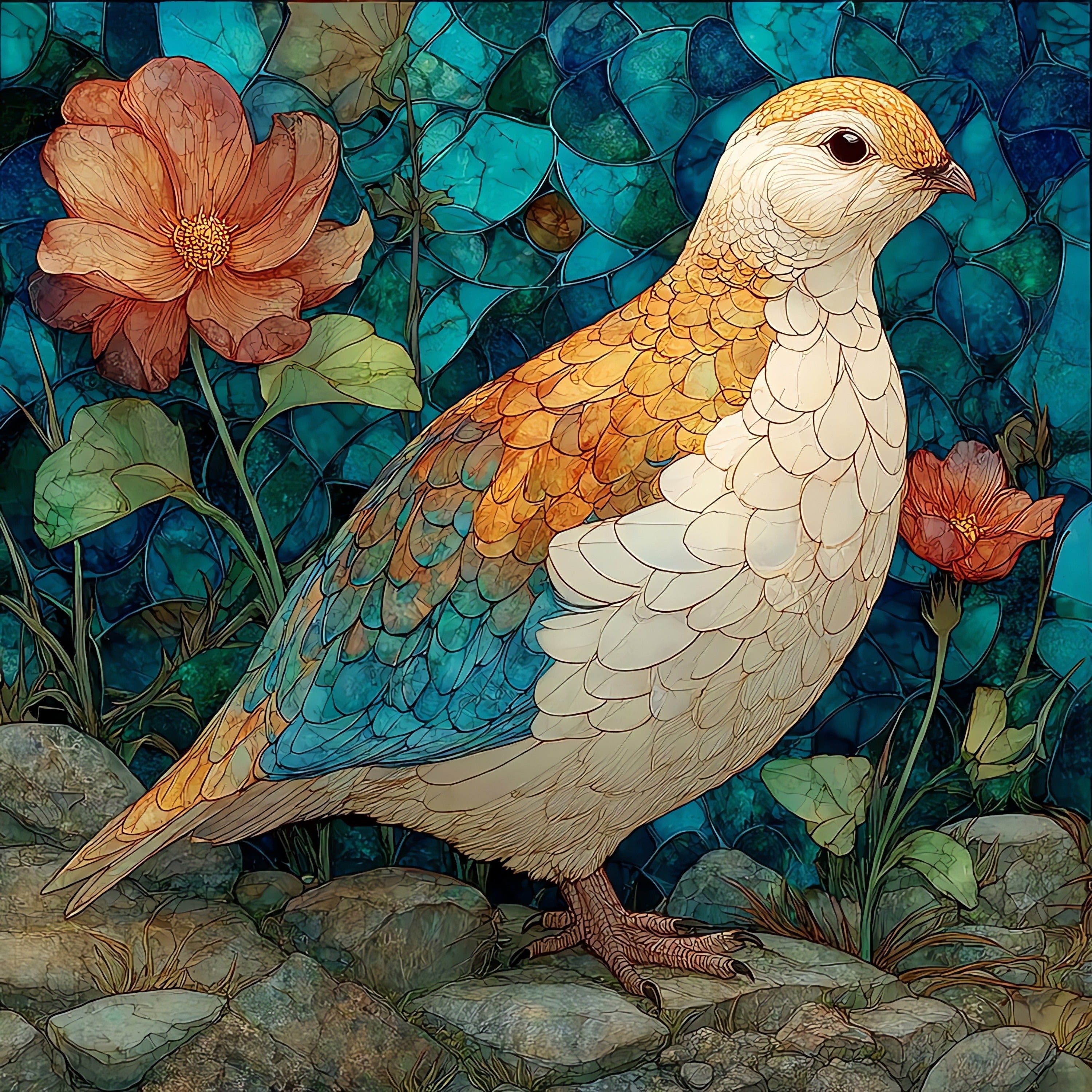 a white-tailed ptarmigan on — ceramic art tile