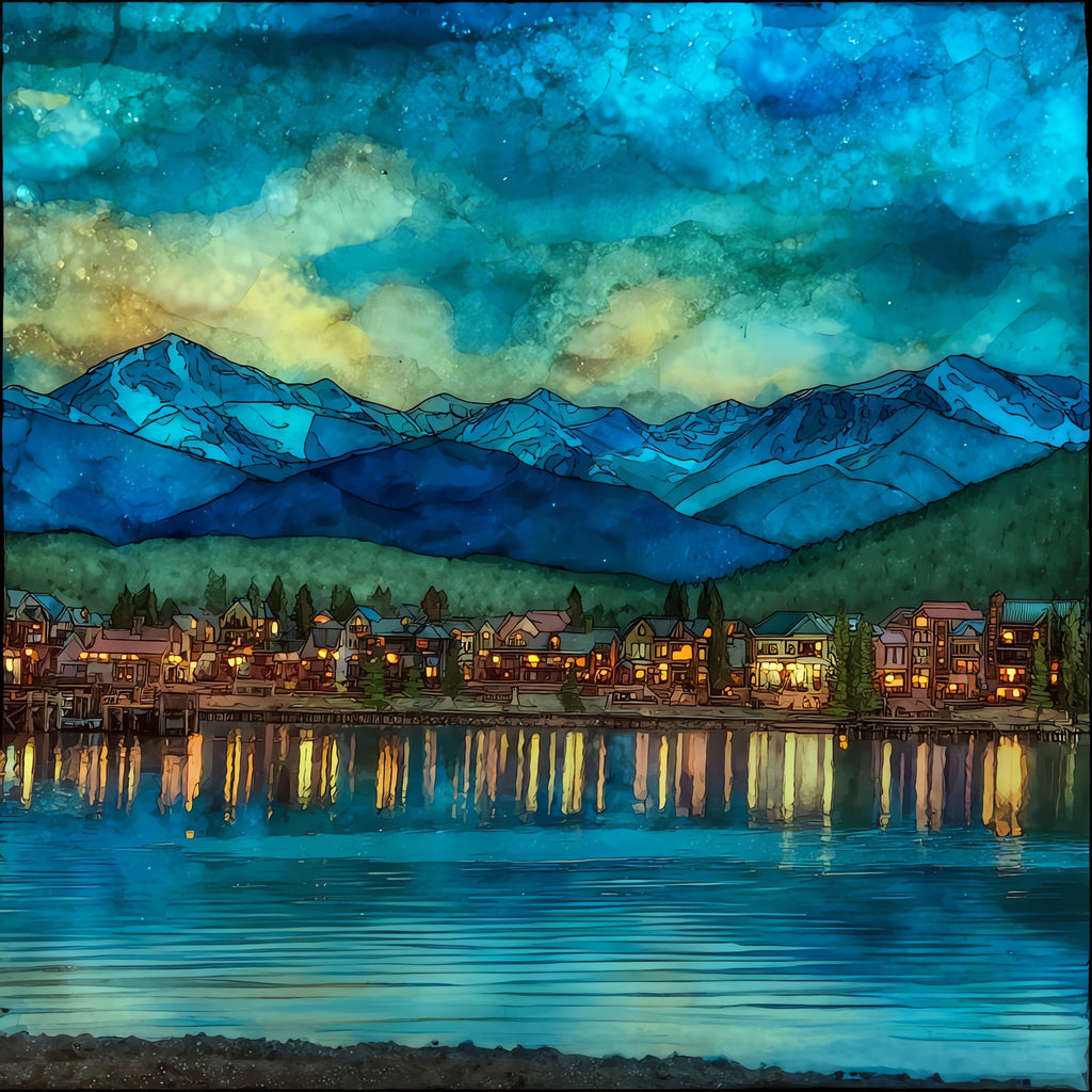 Grand Lake at twilight Rocky Mountain National Park — ceramic art tile