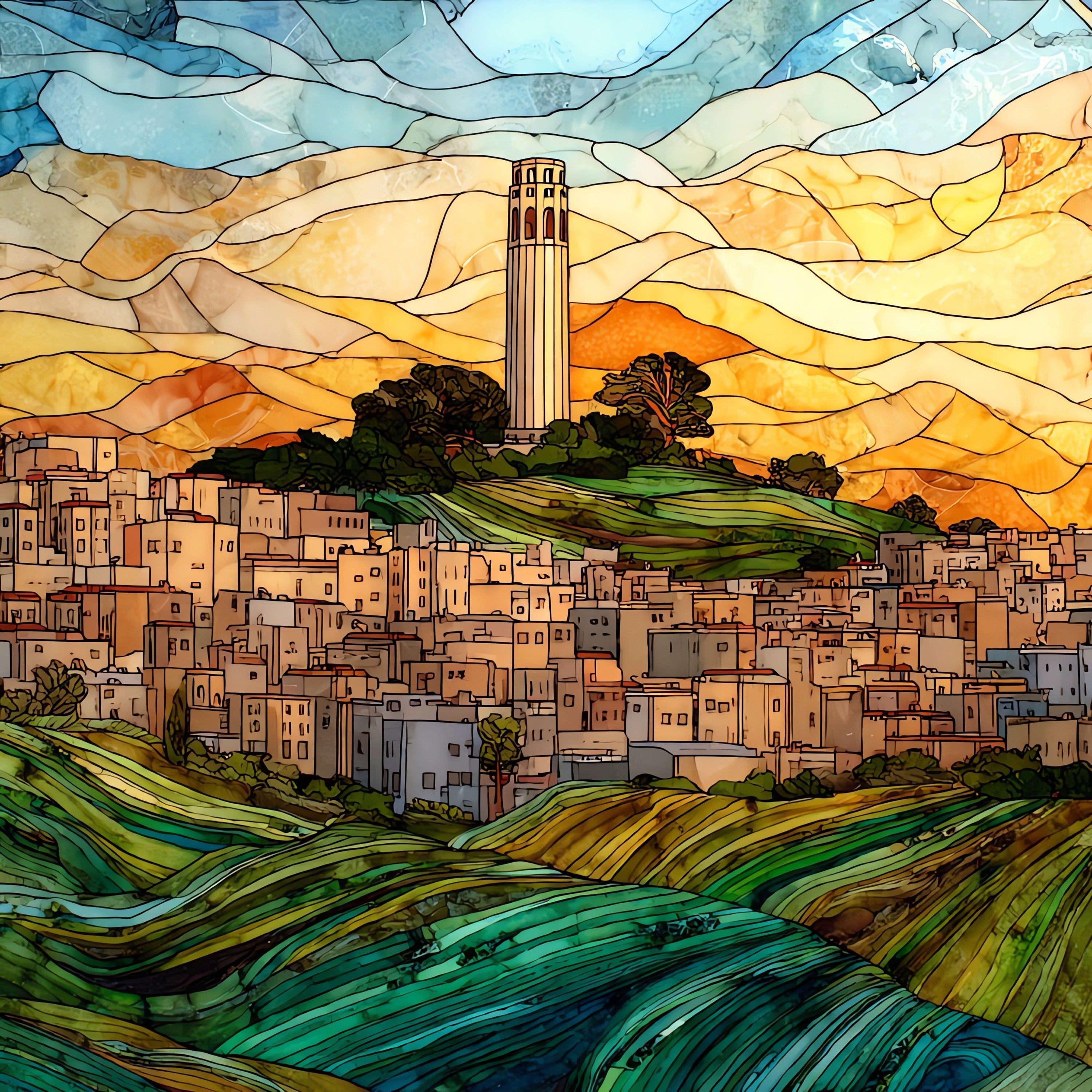Coit Tower — ceramic art tile