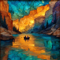 Colorado River raft running — ceramic art tile