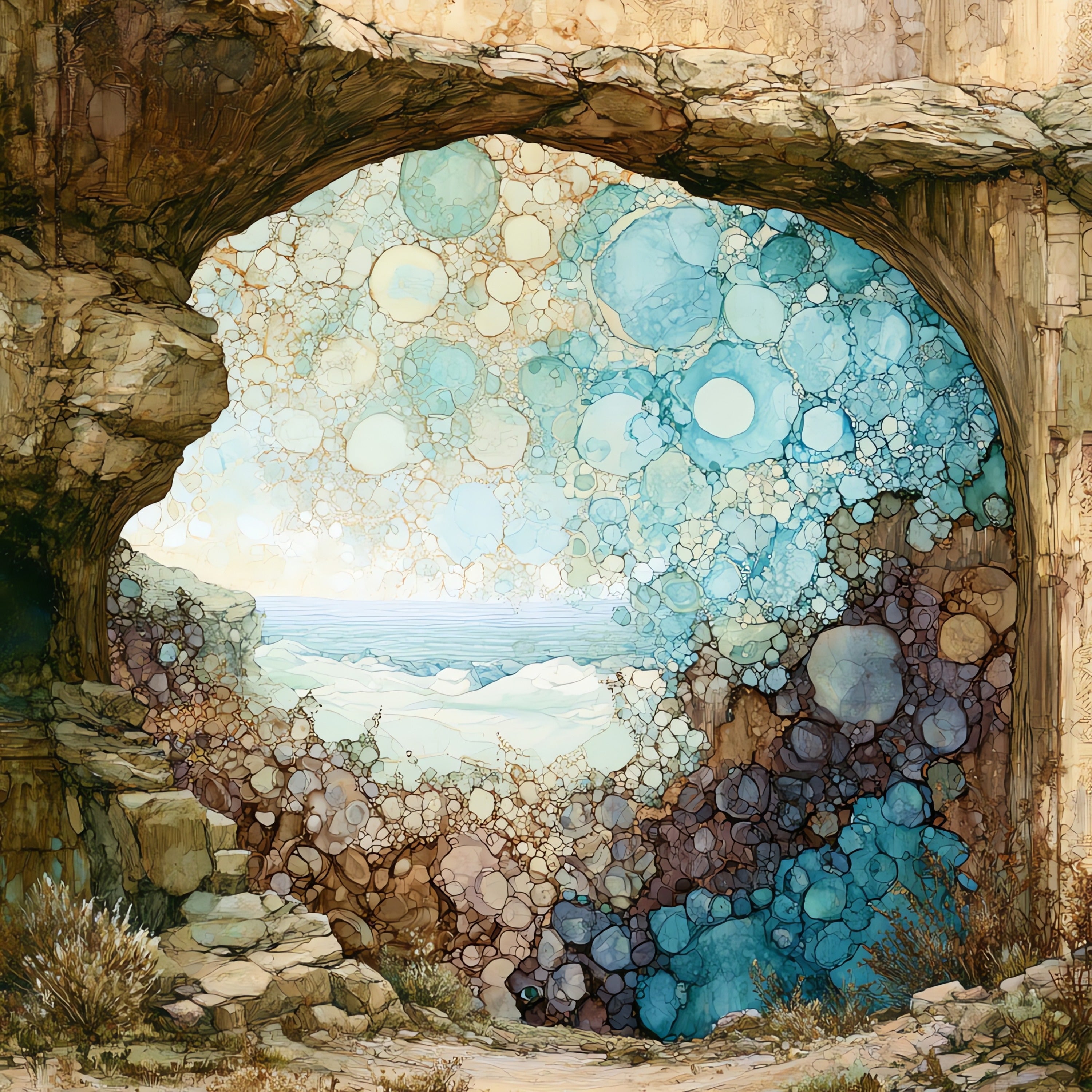 an ancient rock shelter — ceramic art tile