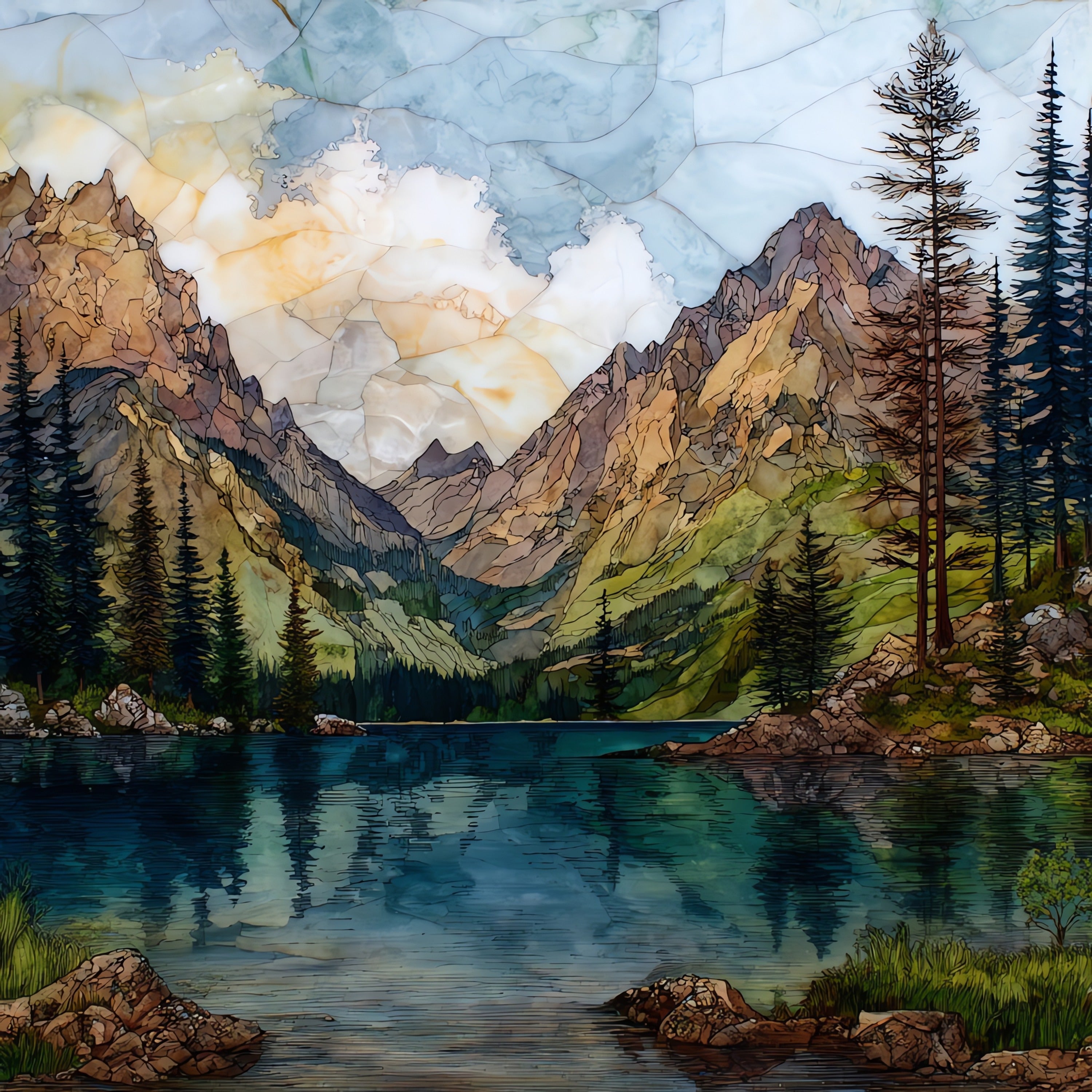 Bradley Lake — ceramic art tile