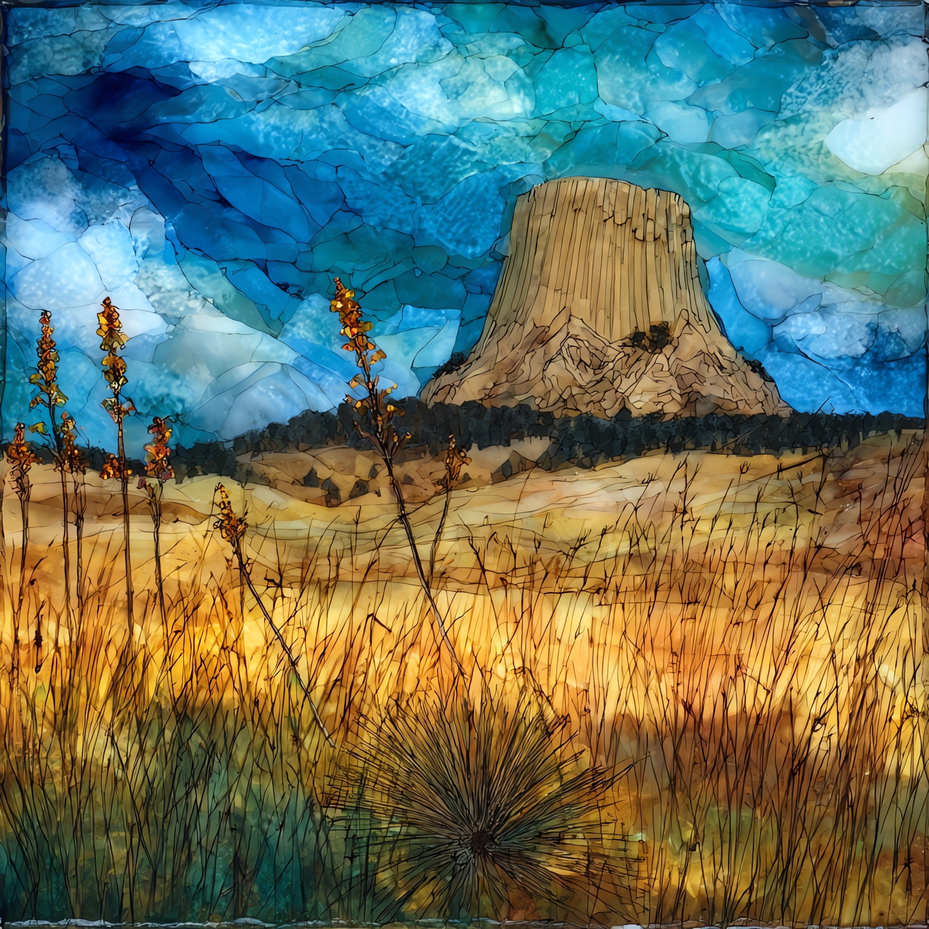Devils Tower viewed — ceramic art tile