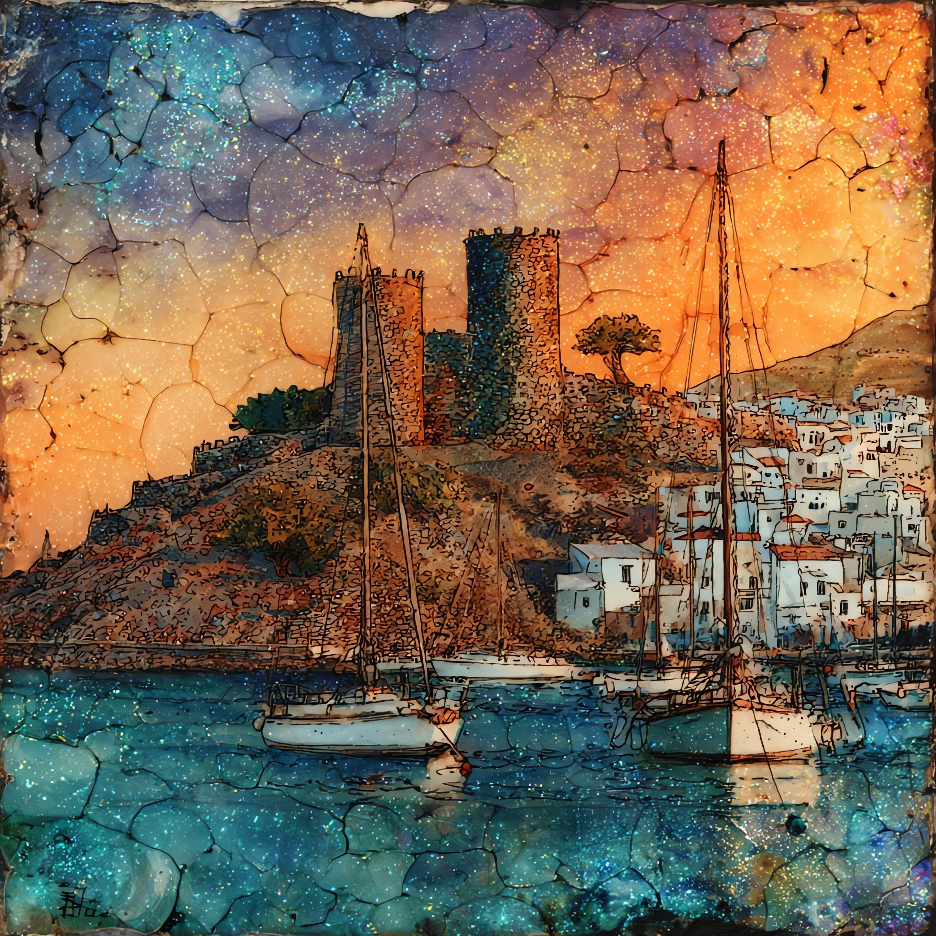 Molyvos Castle — ceramic art tile