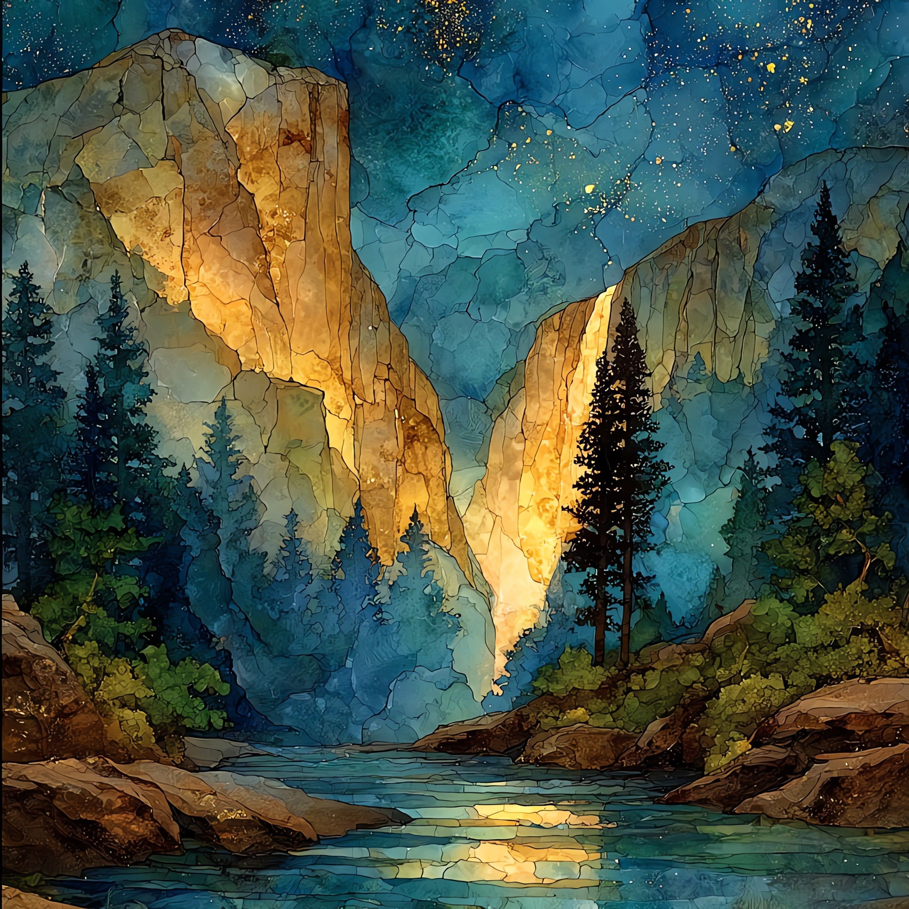 Horsetail Fall — ceramic art tile