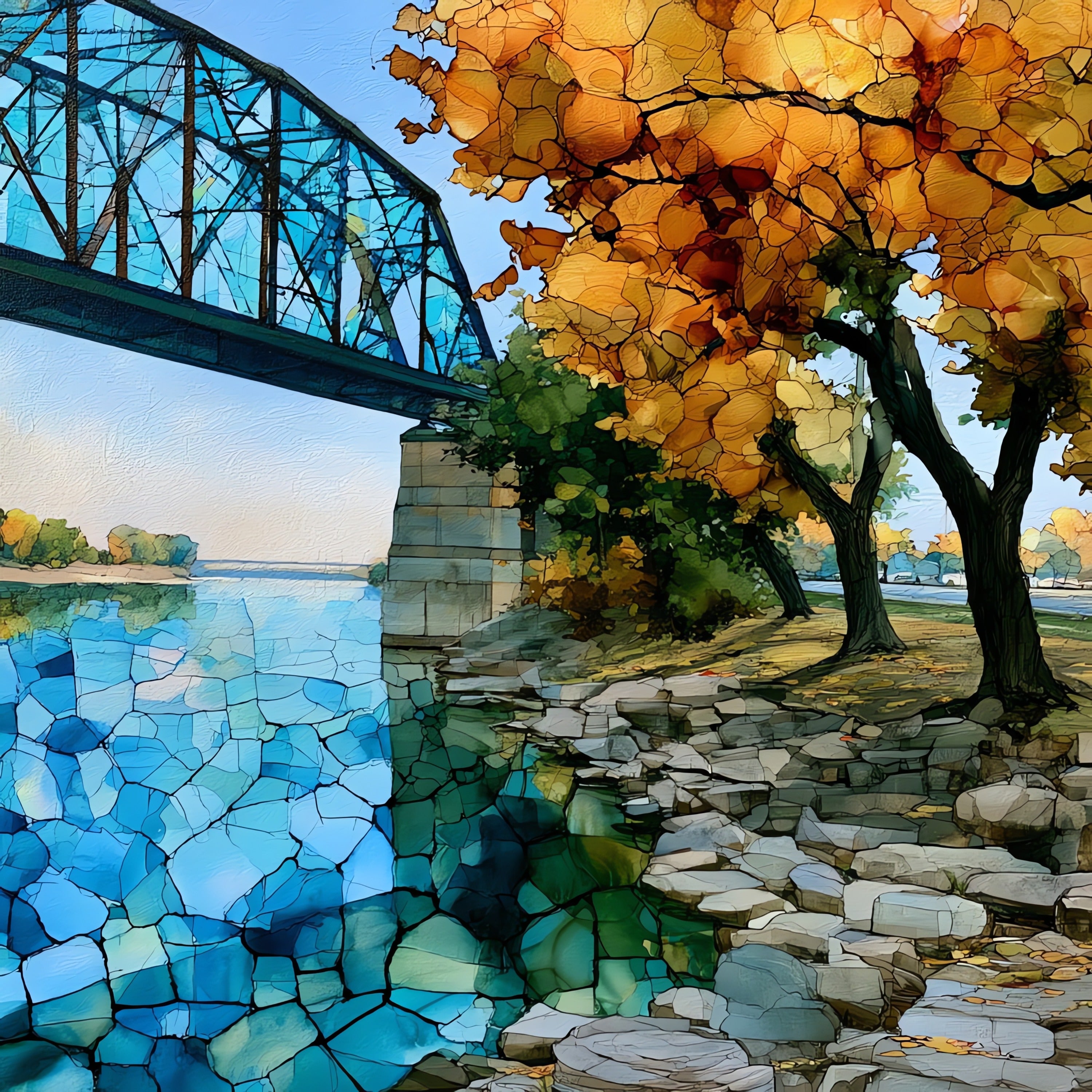the Missouri River riverfront — ceramic art tile