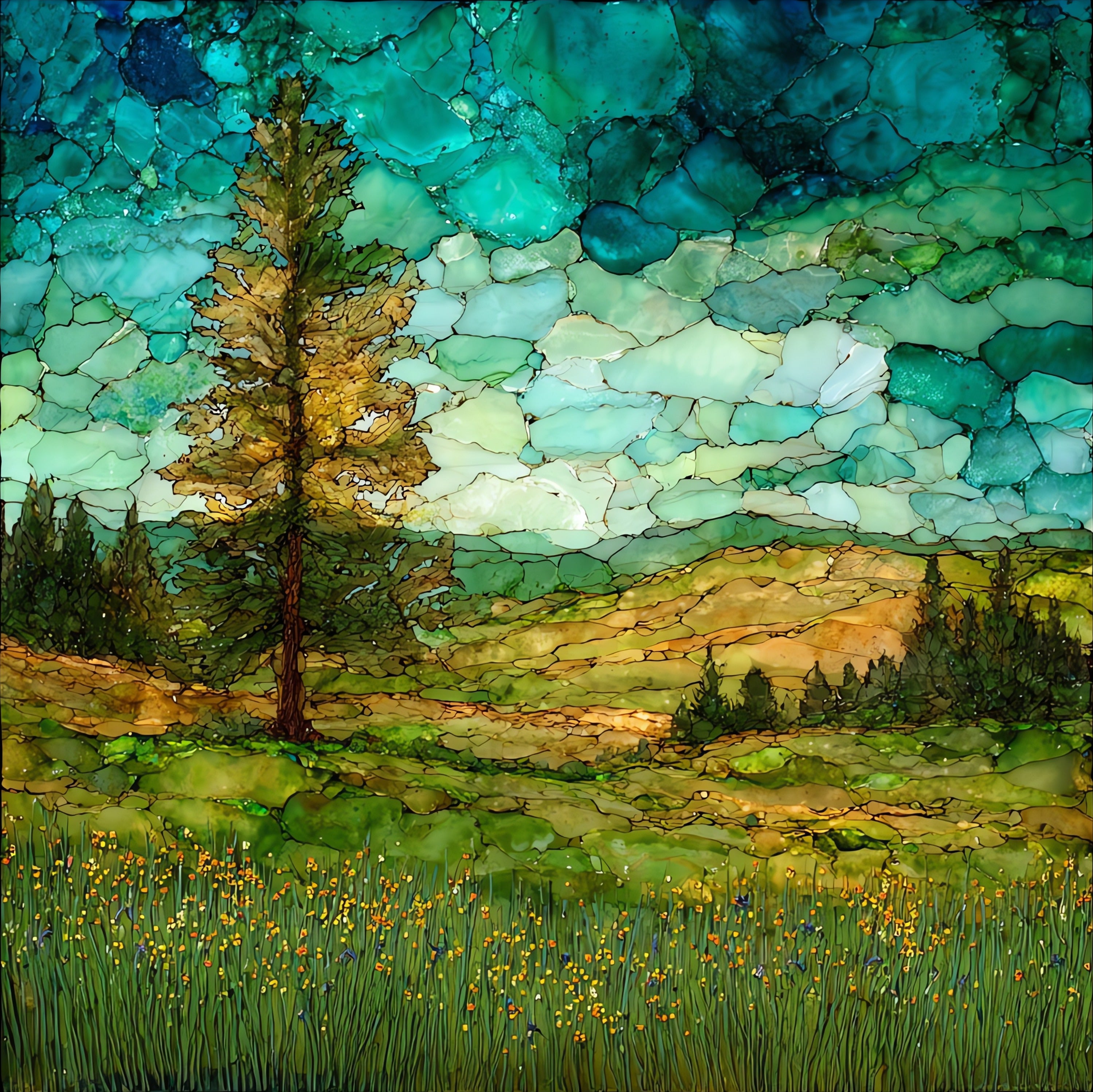 a Pine Ridge meadow — ceramic art tile