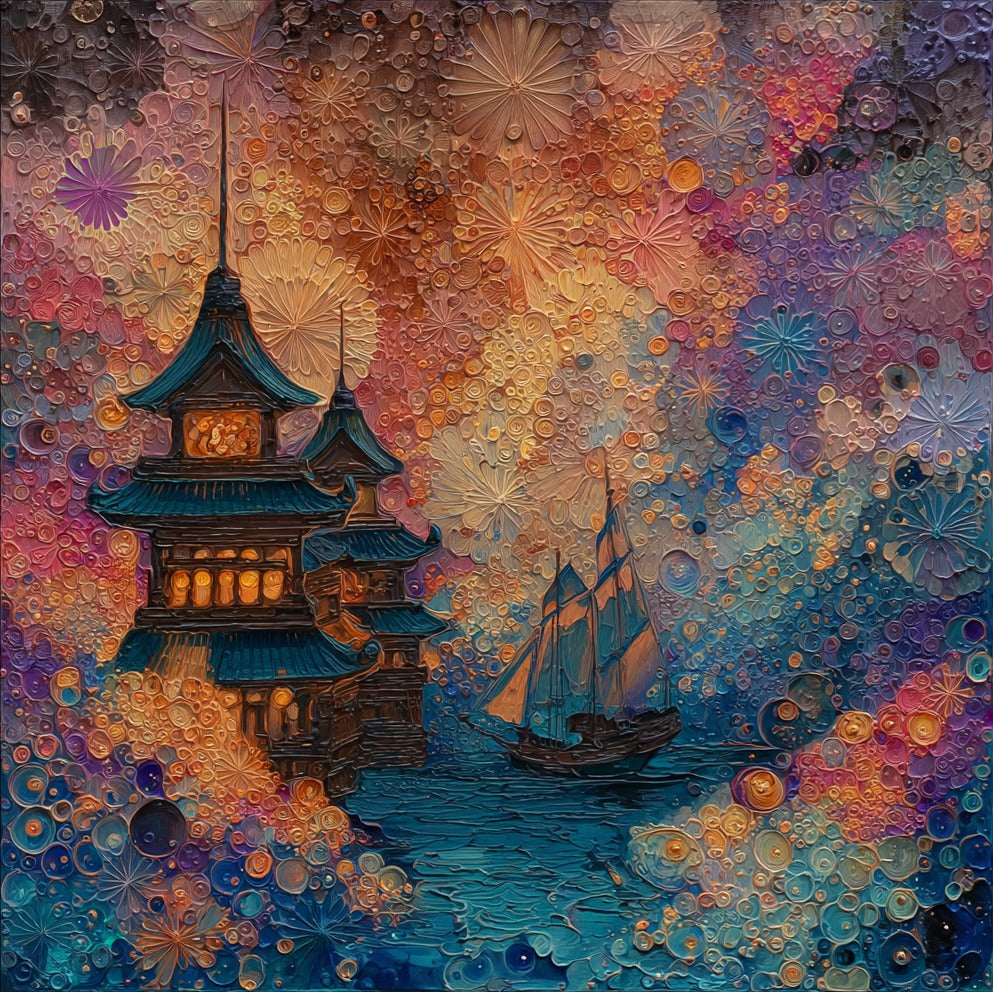 Gion Matsuri Lantern Night — ceramic art tile