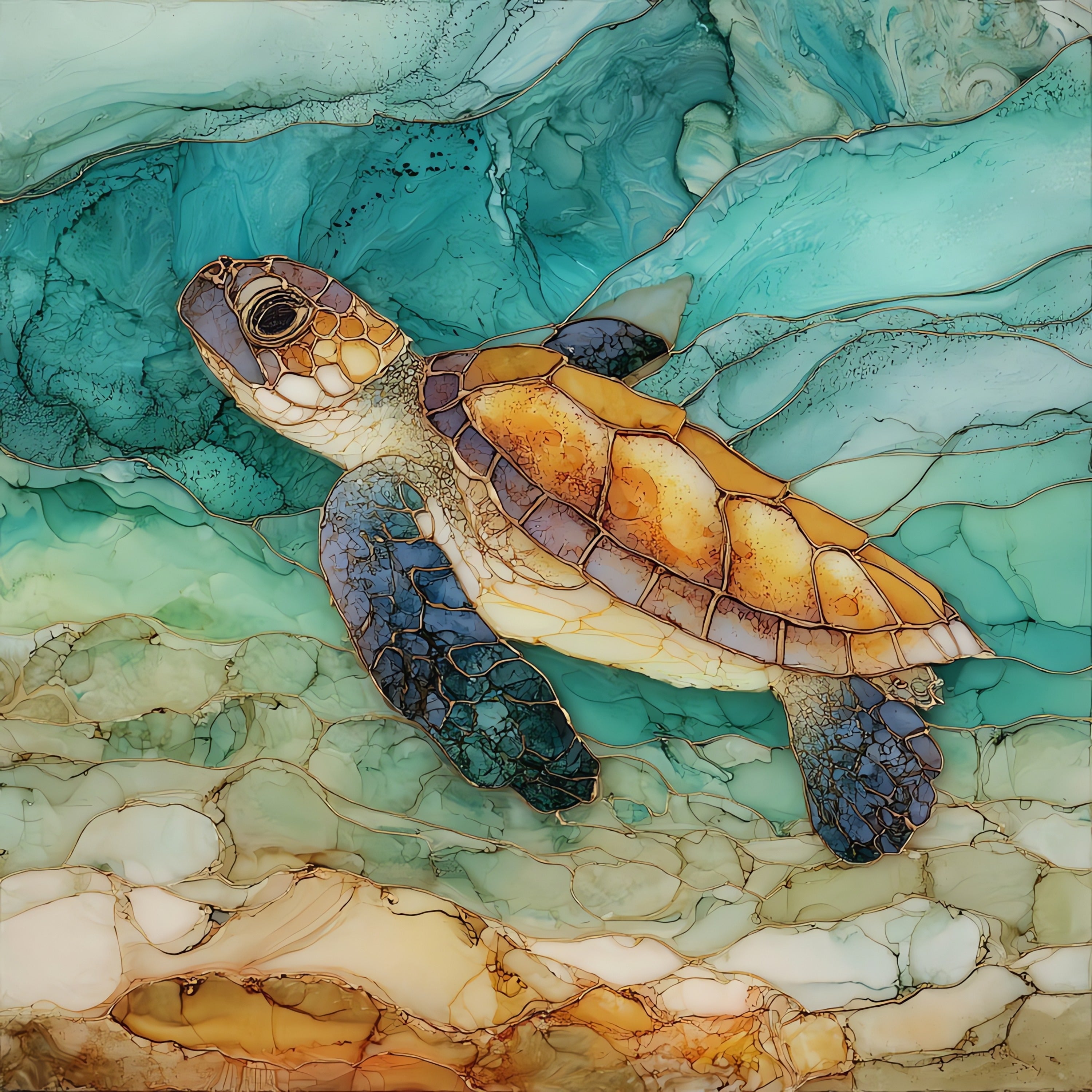 Mustang Island flock of skimmers cutting — ceramic art tile
