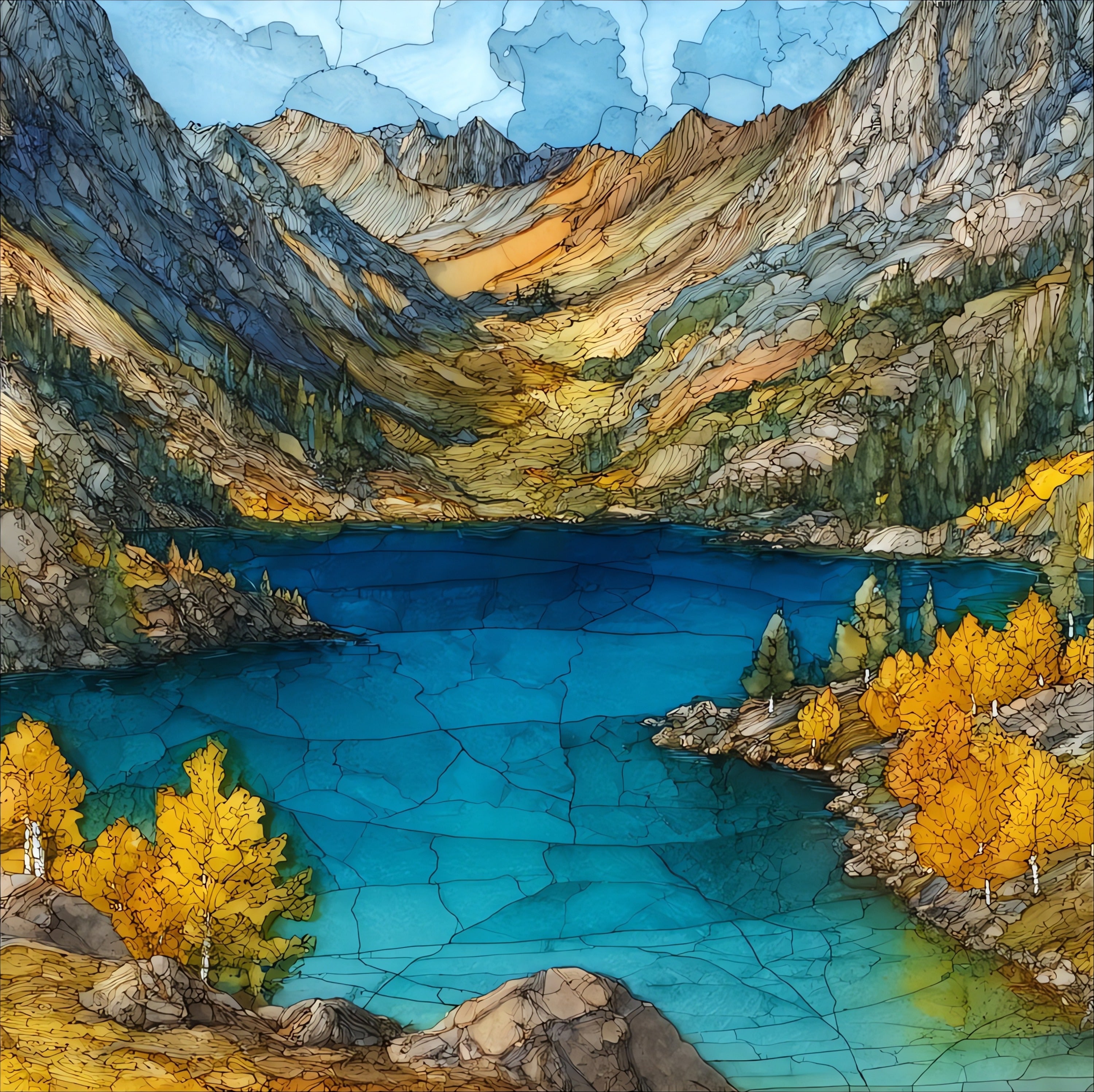 Angel Lake — ceramic art tile