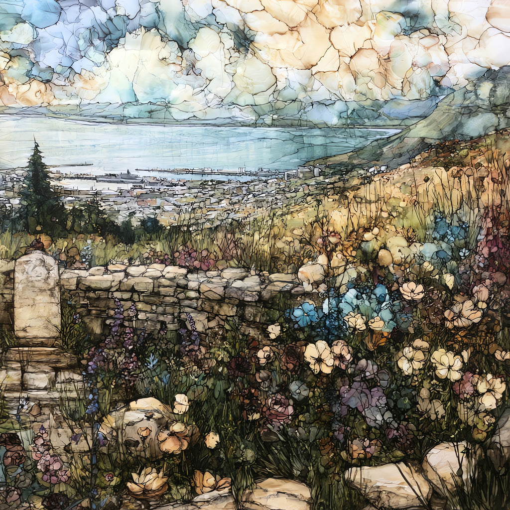 a panoramic view — ceramic art tile