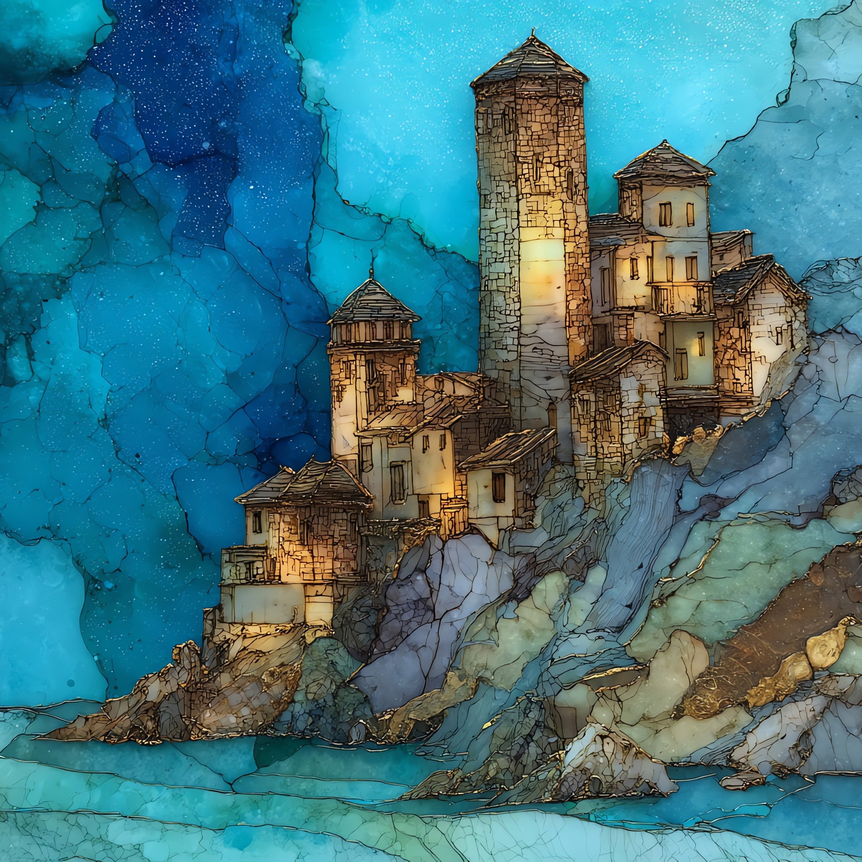Mani Tower Houses — ceramic art tile
