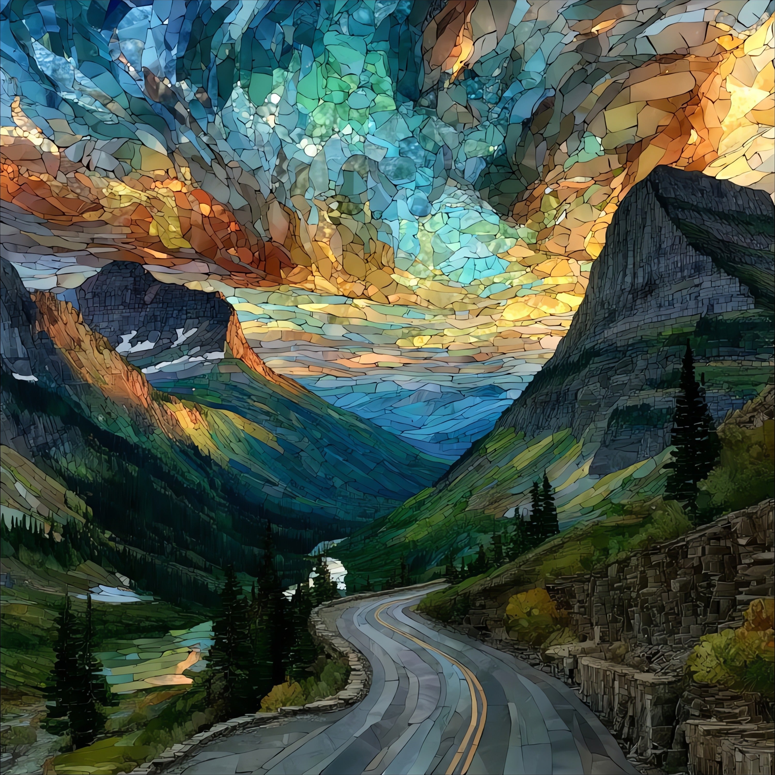 Glacier National Park Going-to-the-Sun — ceramic art tile