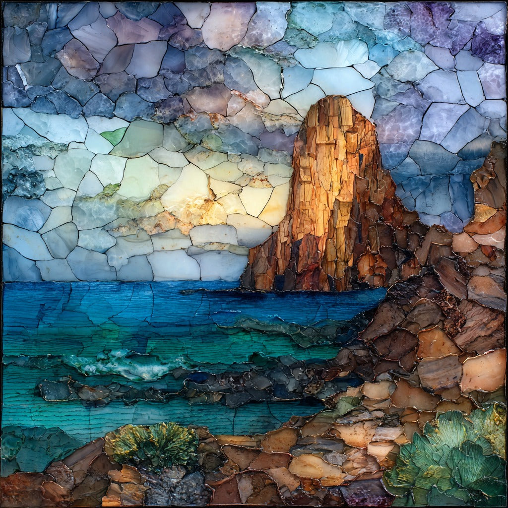 Cap de Creus rocky cape — ceramic art tile