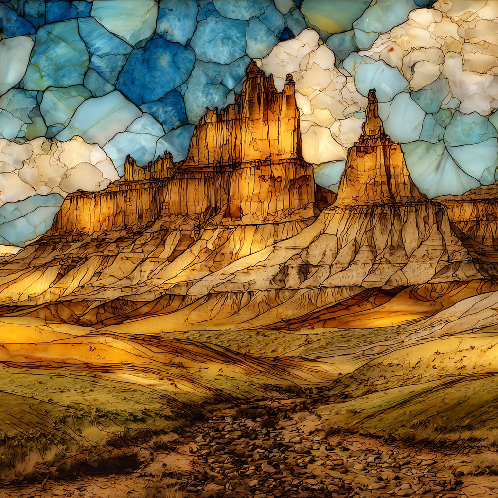 Castle Rock chalk badlands — ceramic art tile