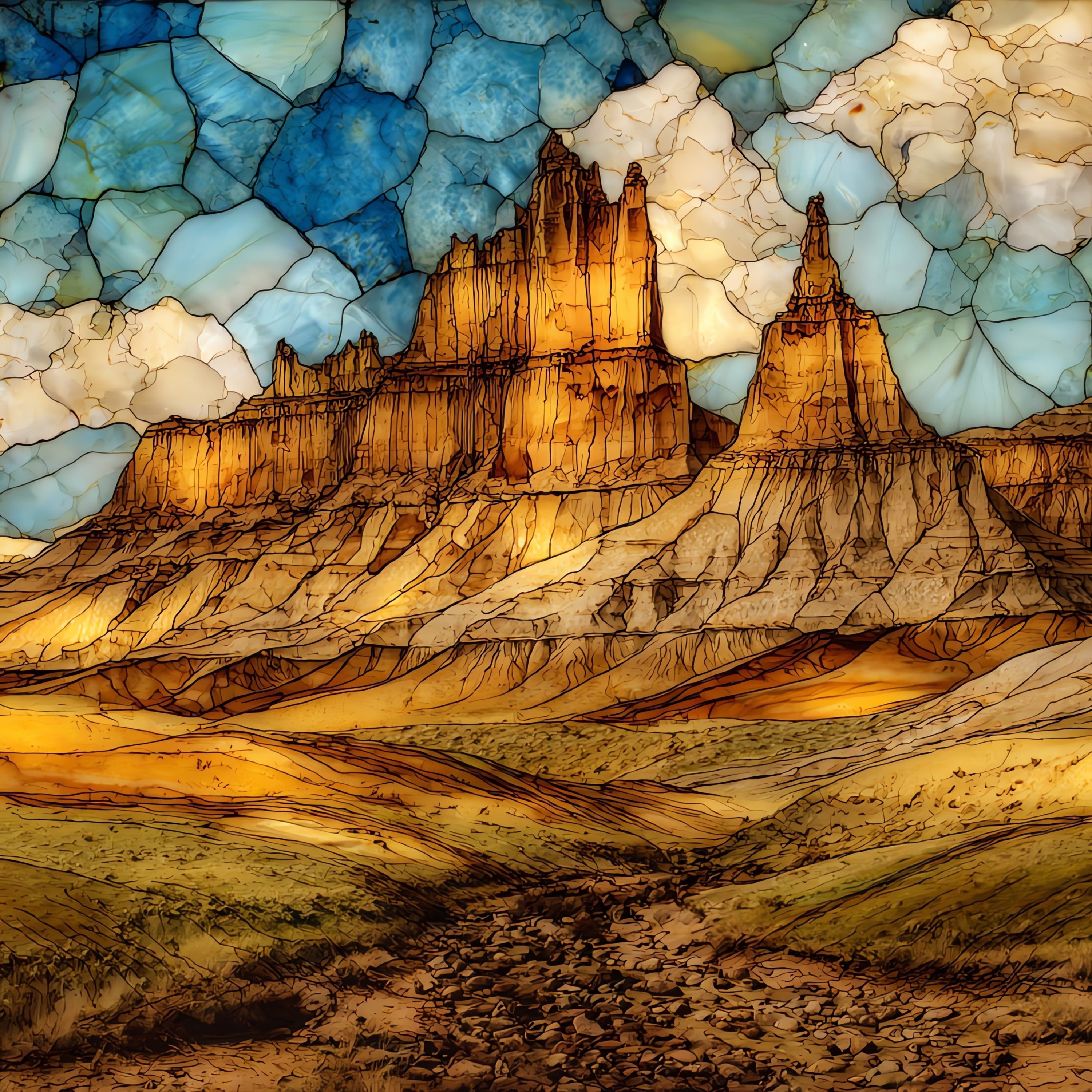 Castle Rock chalk badlands — ceramic art tile