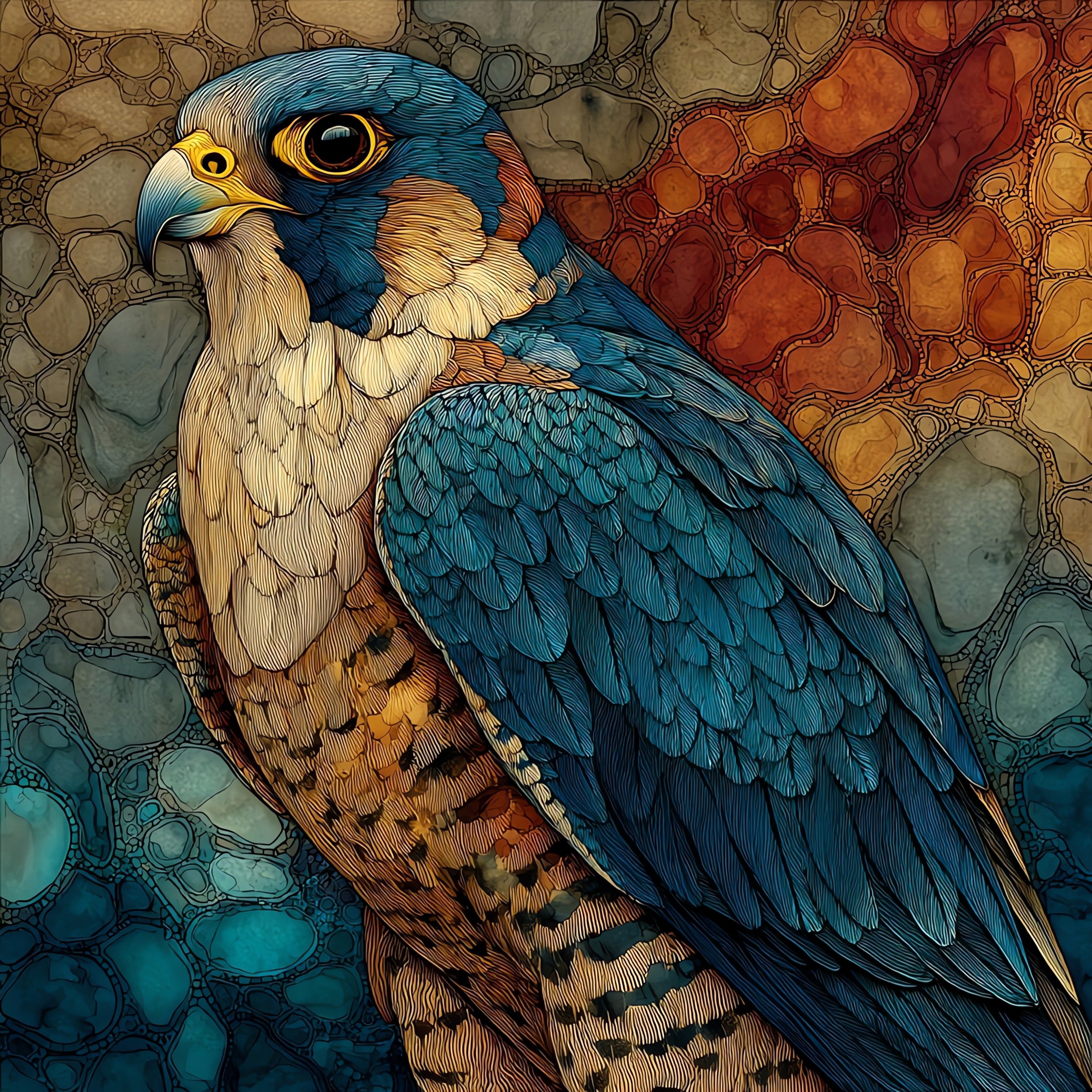 a peregrine falcon perched — ceramic art tile