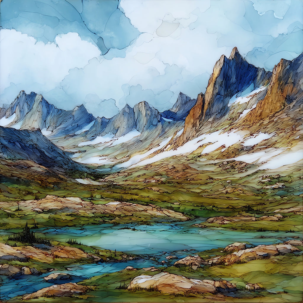 Beartooth Pass alpine plateau — ceramic art tile