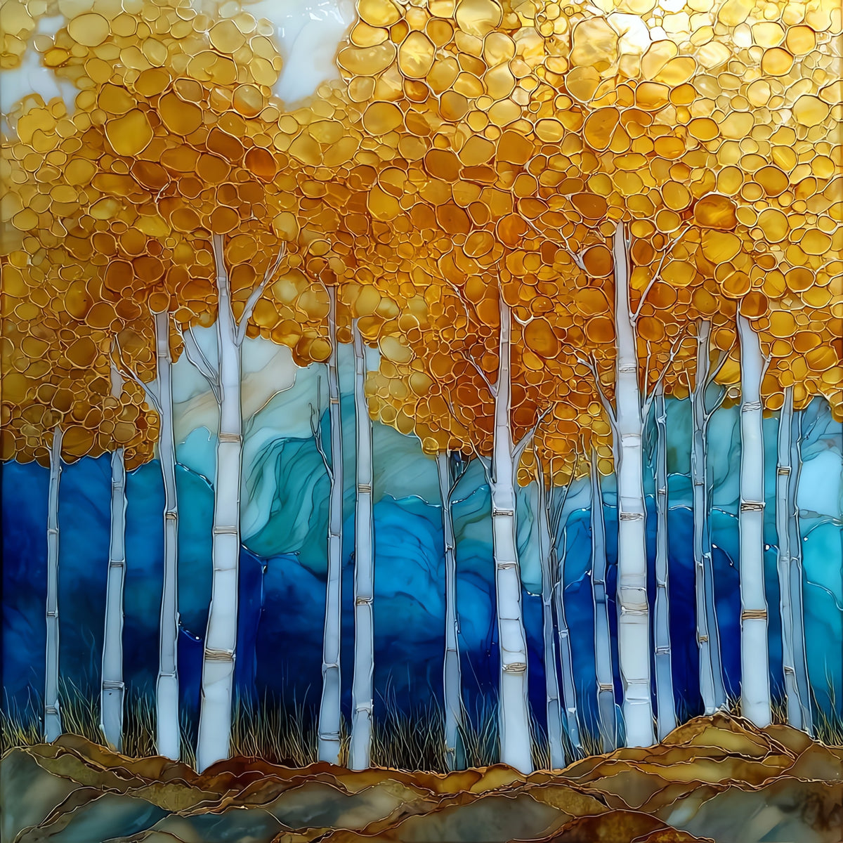 an aspen grove — ceramic art tile