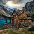 the Granite Park Chalet on a high alpine — ceramic art tile