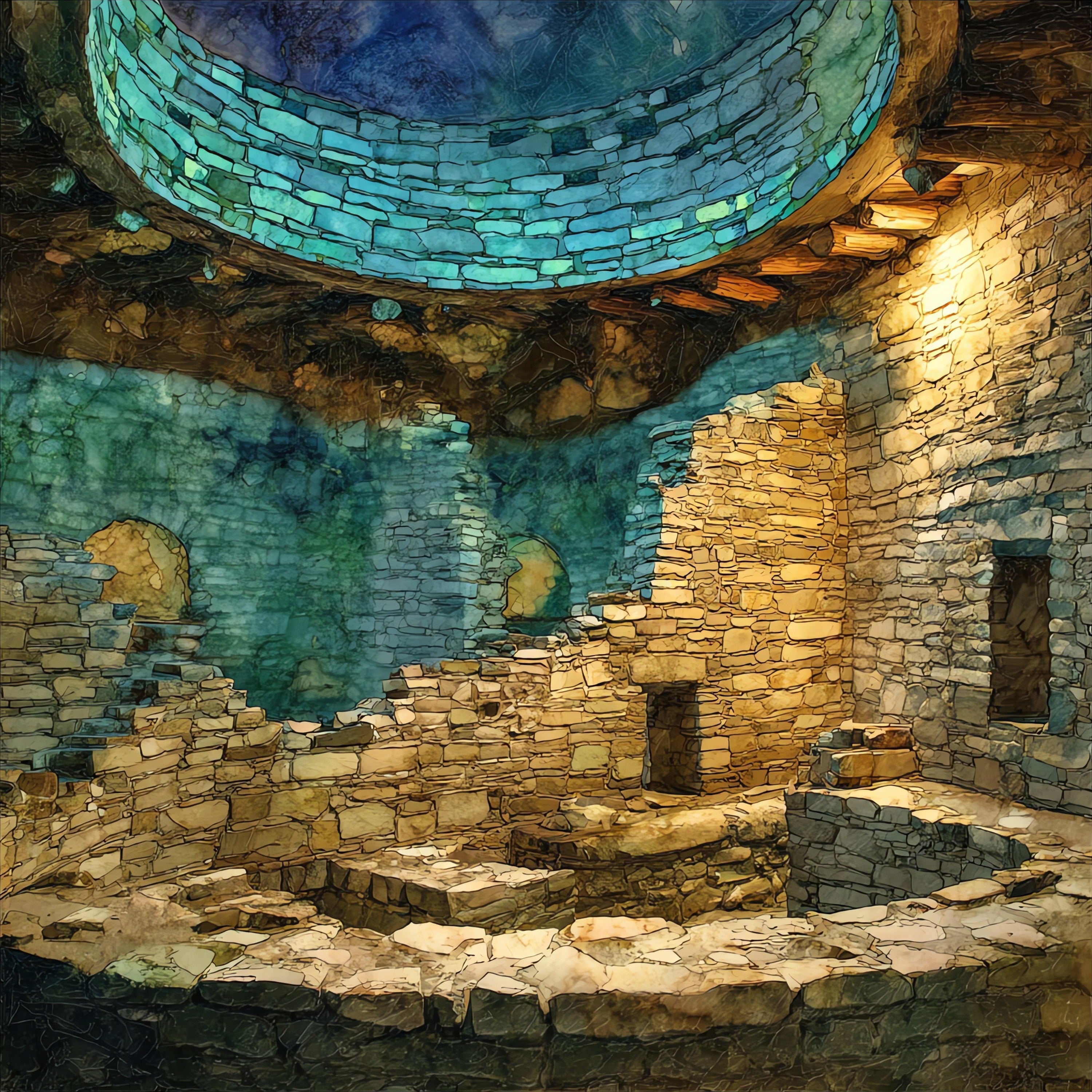 the Aztec Ruins great kiva in — ceramic art tile