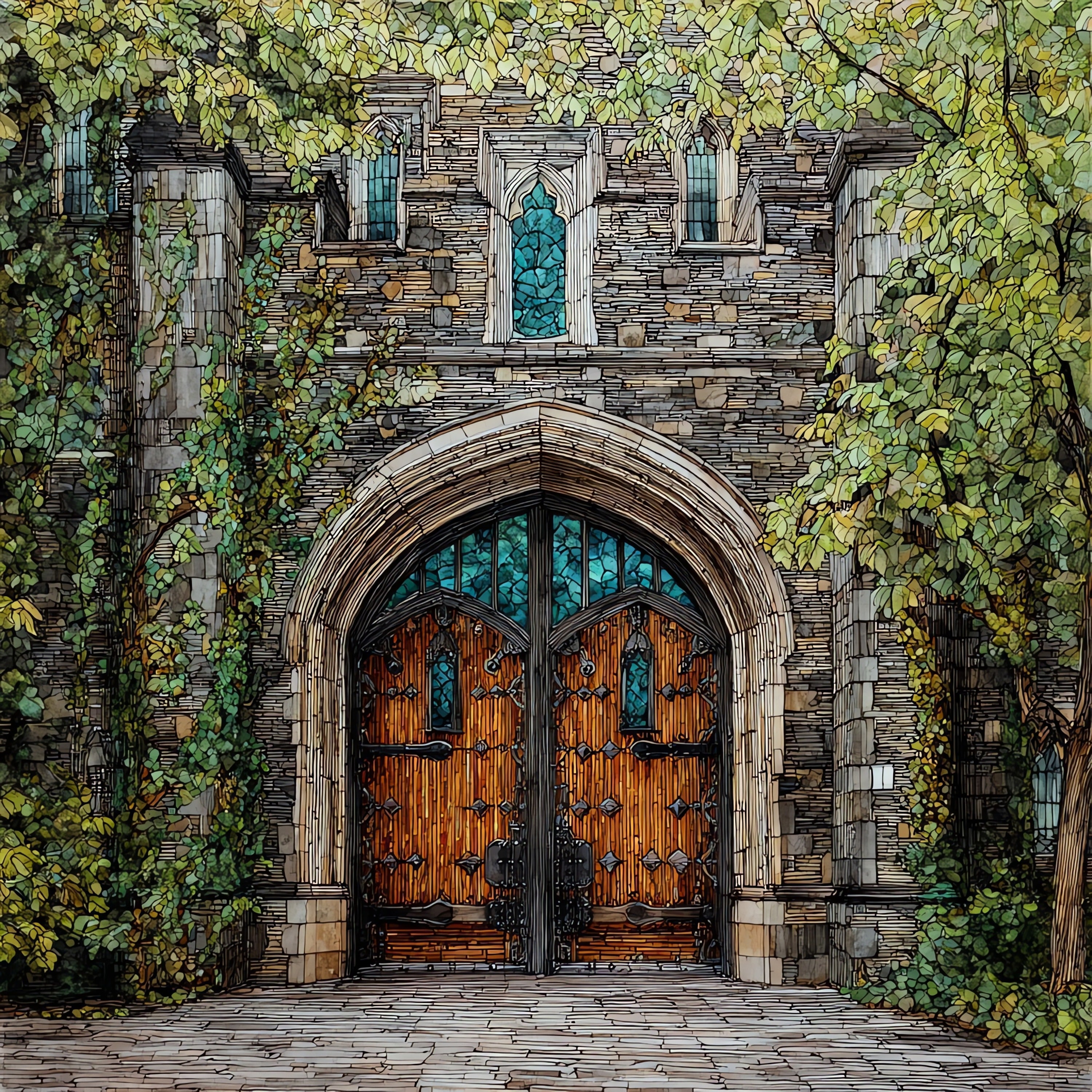 the Brown University Van — ceramic art tile