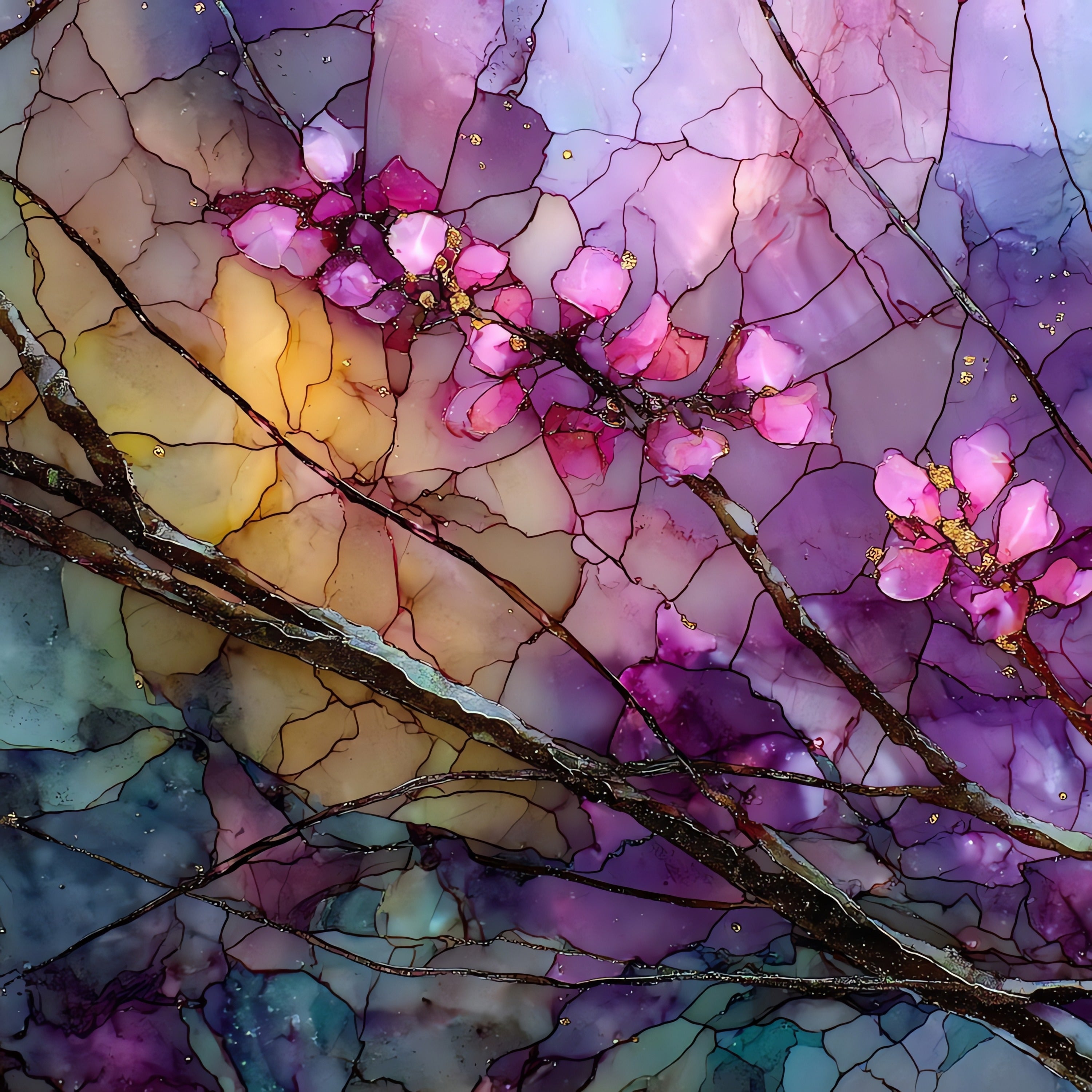 Tulsa redbud branches — ceramic art tile