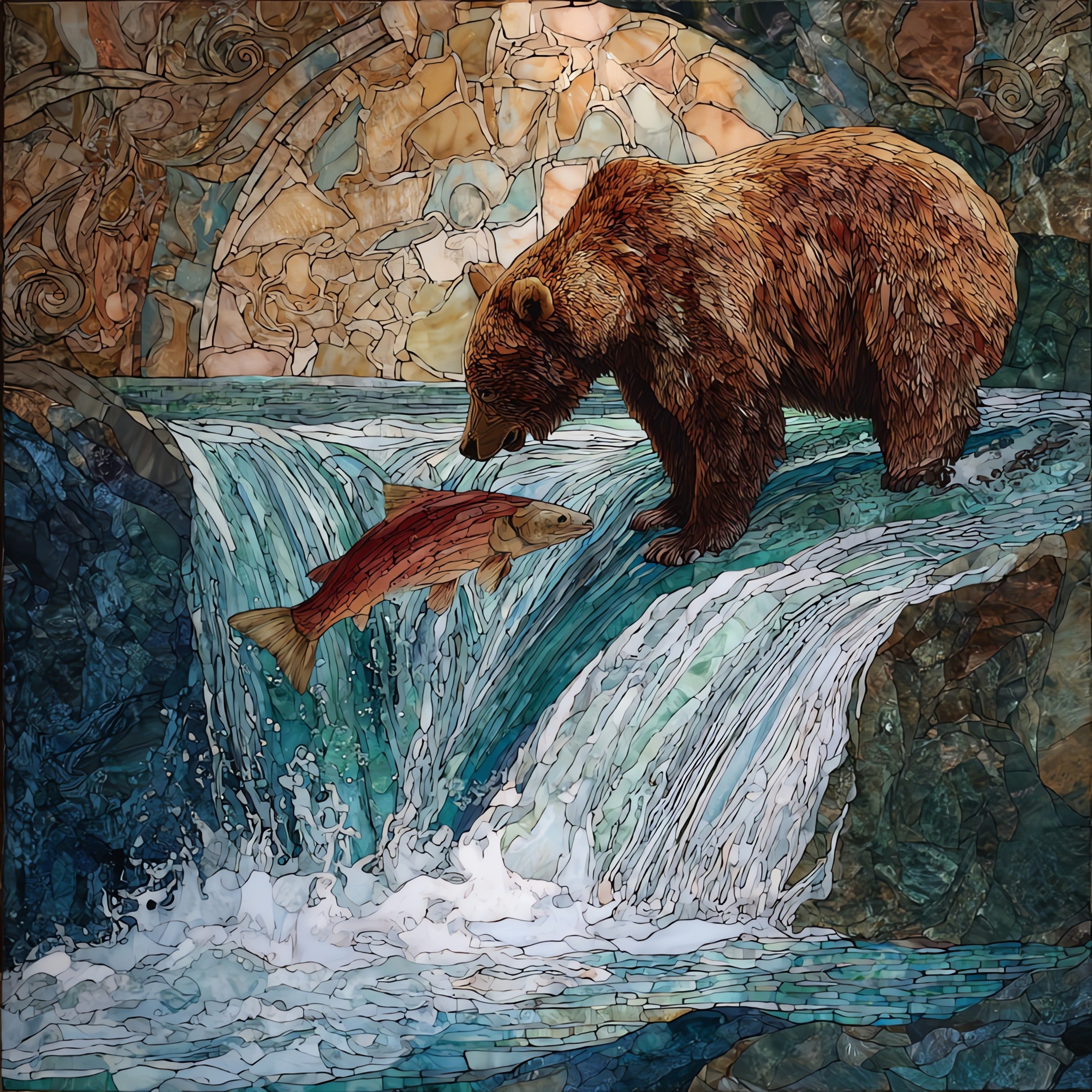 Brooks Falls — ceramic art tile