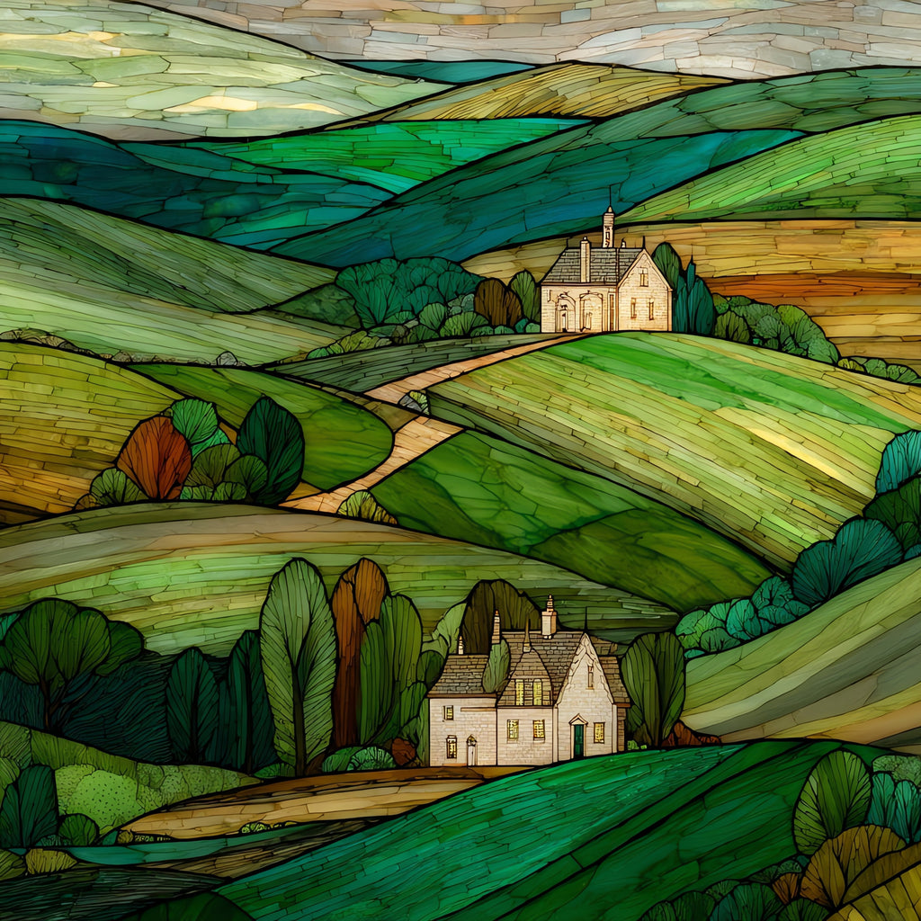 the Stone City Grant Wood landscape — ceramic art tile