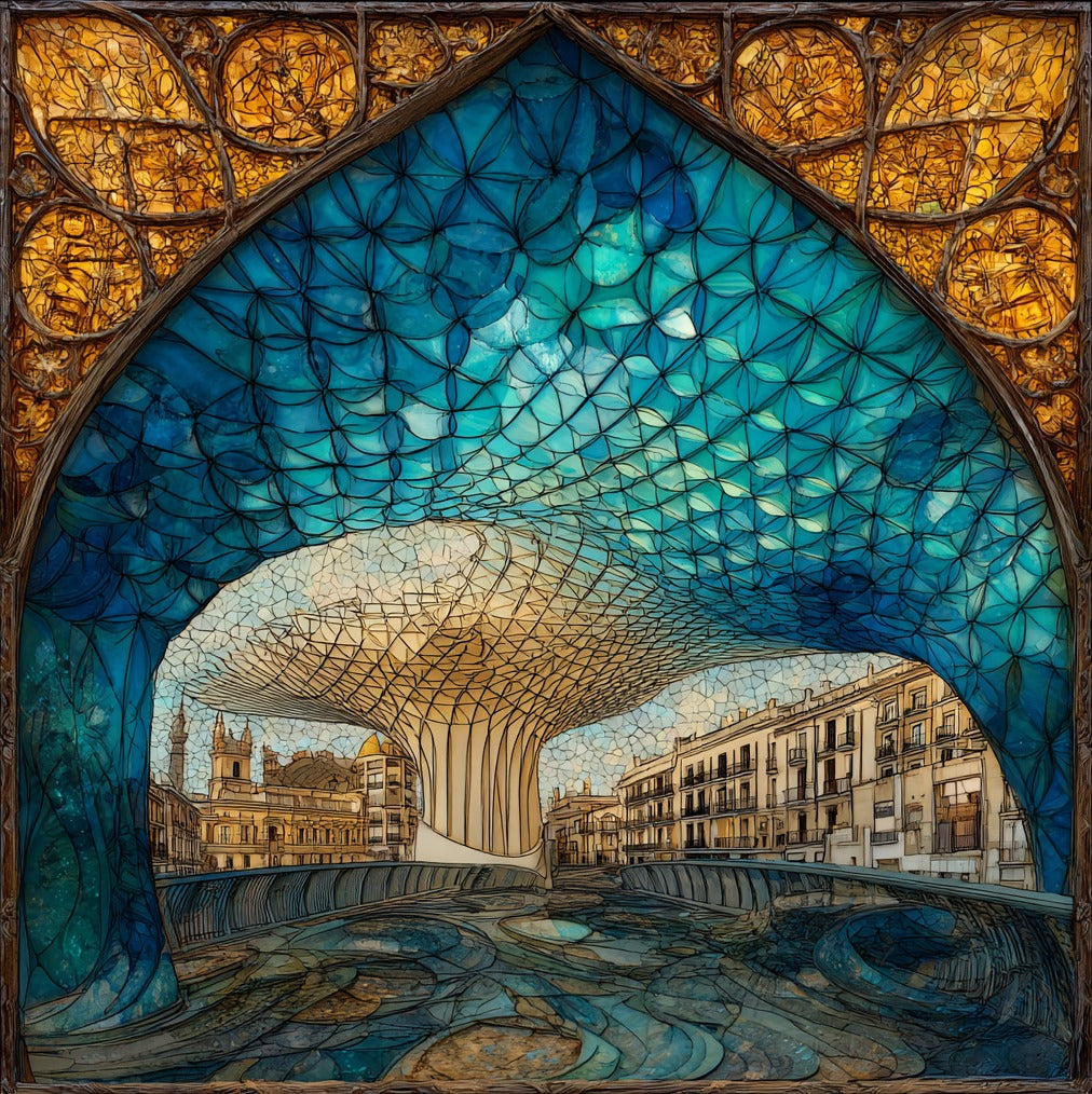 Metropol Parasol Setas wooden structure — ceramic art tile