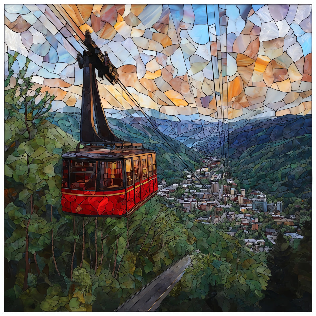 the Ober Gatlinburg Aerial Tramway — ceramic art tile