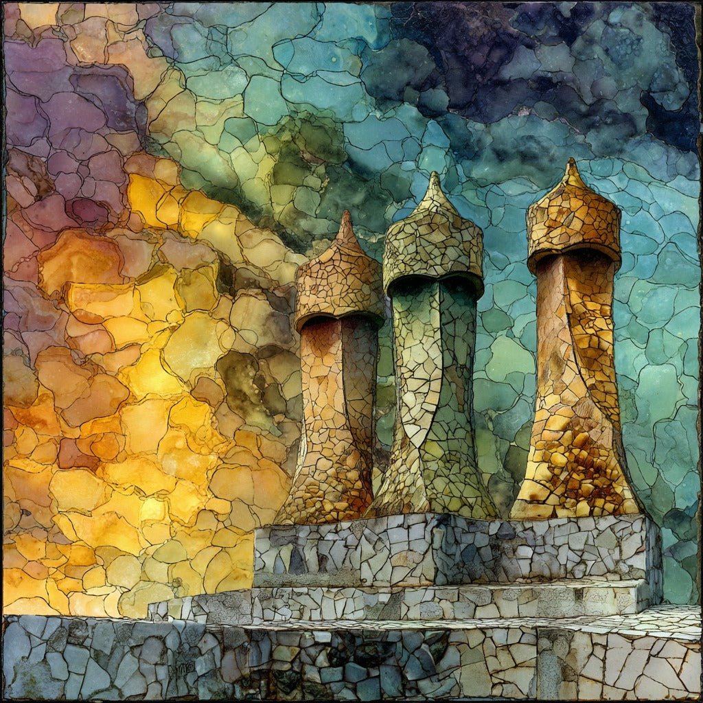 Casa Mila la Pedrera Rooftop Chimneys — ceramic art tile
