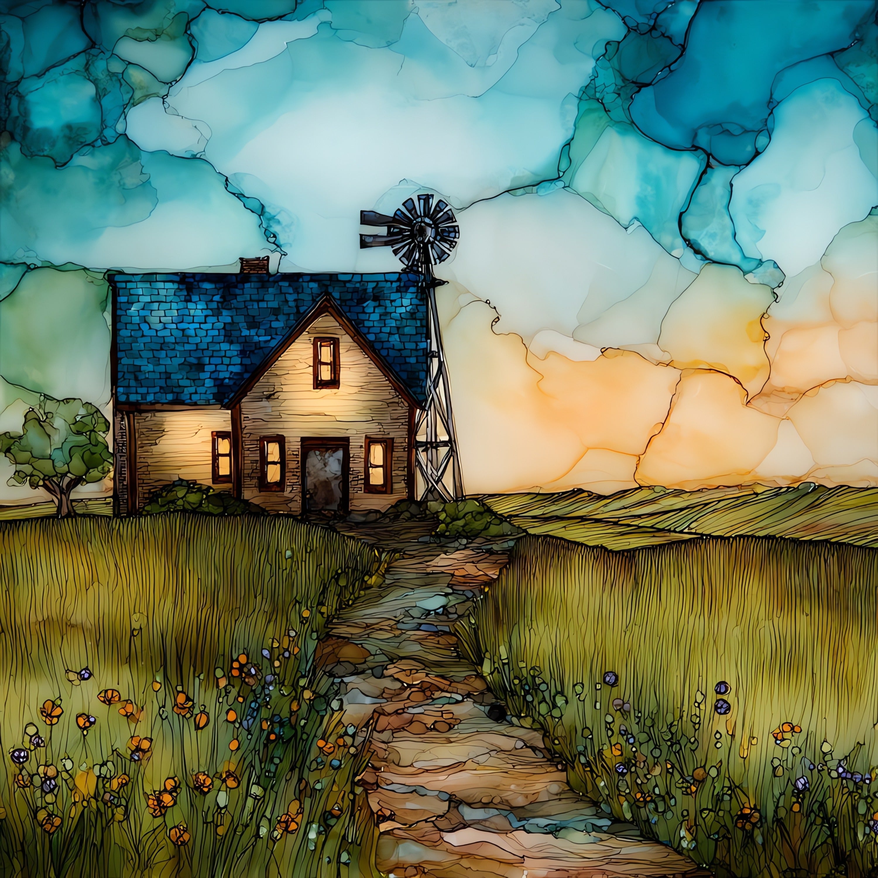 an Iowa farmstead — ceramic art tile