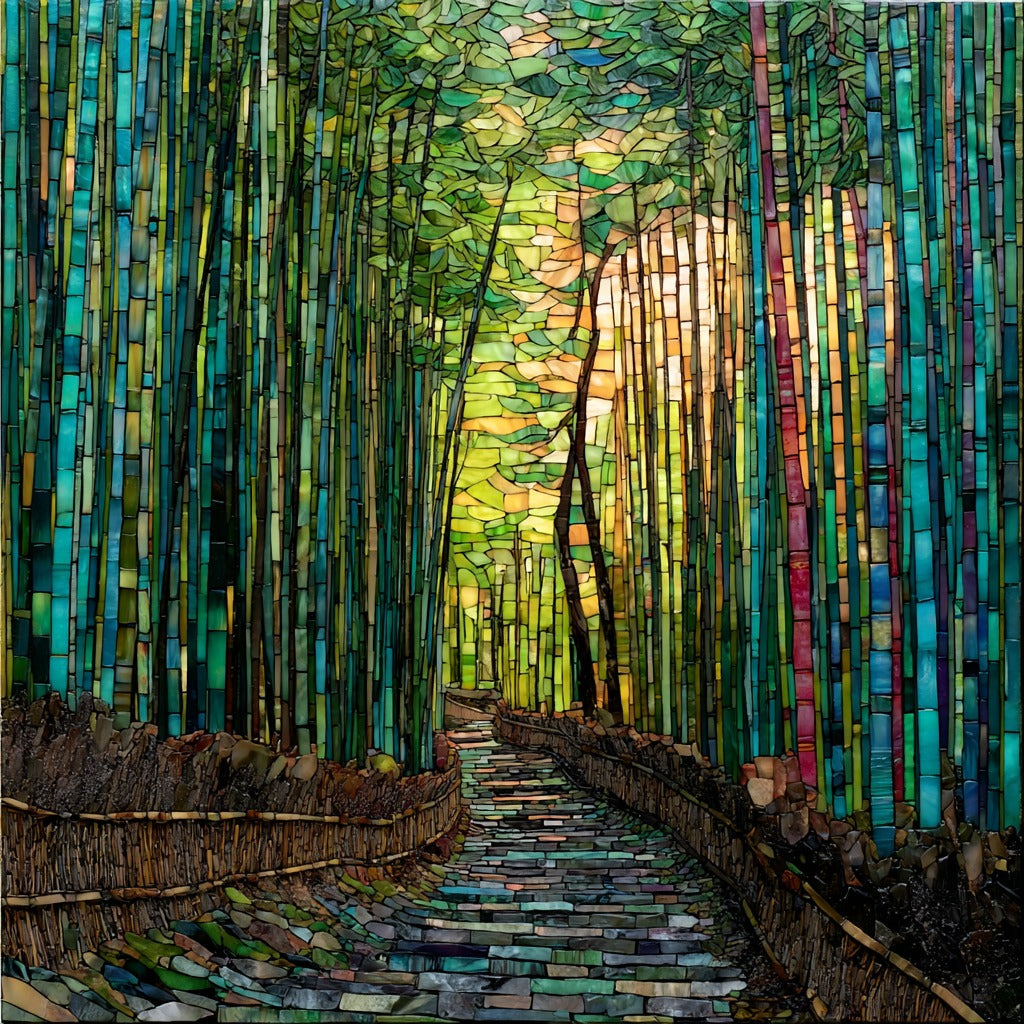 Arashiyama Bamboo Grove Path — ceramic art tile
