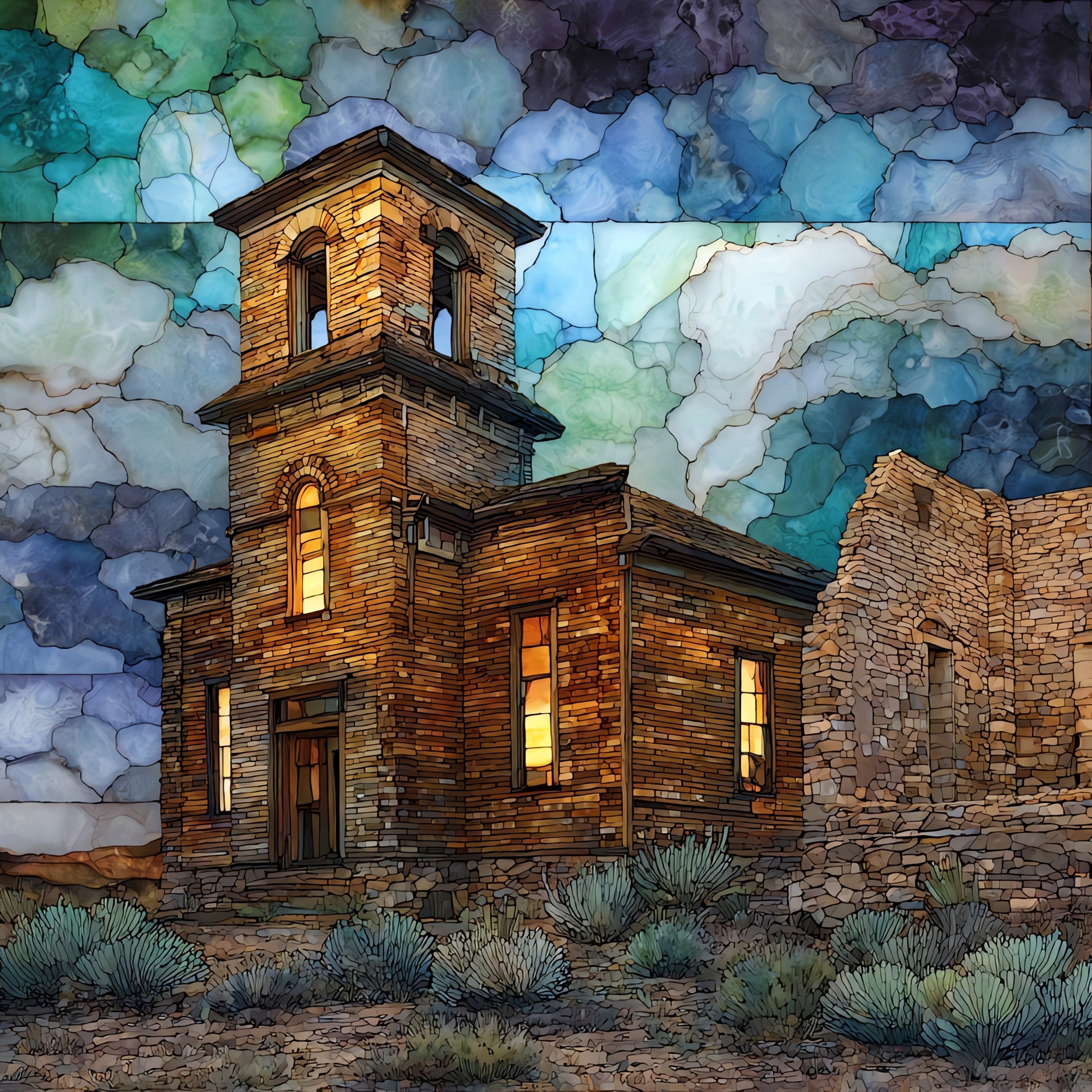 the Belmont ghost town courthouse in — ceramic art tile