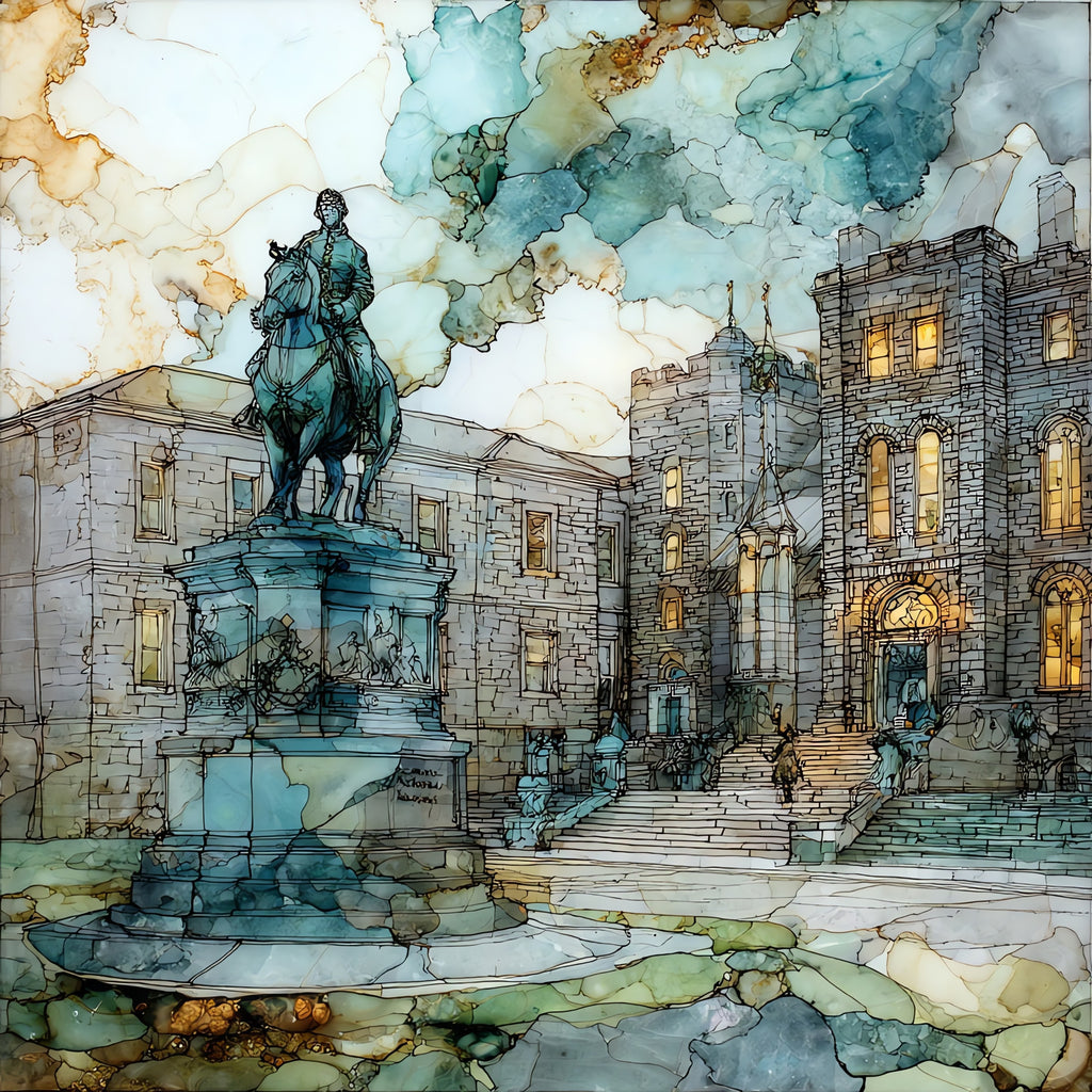 the Tecumseh statue on the Yard — ceramic art tile