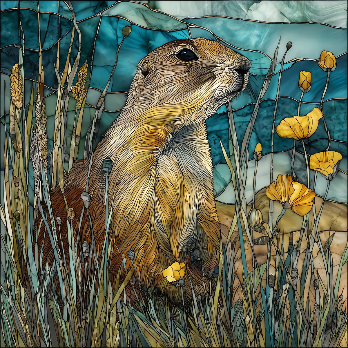 a black-tailed prairie dog — ceramic art tile