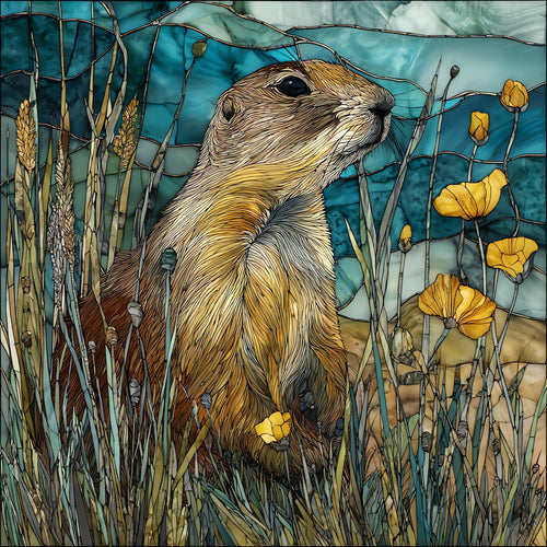 a black-tailed prairie dog — ceramic art tile