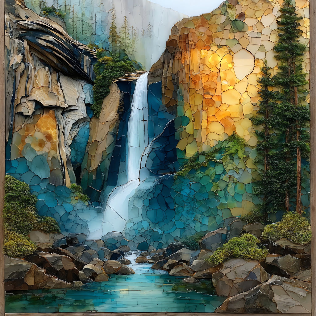 Vernal Fall dropping 317 feet along — ceramic art tile