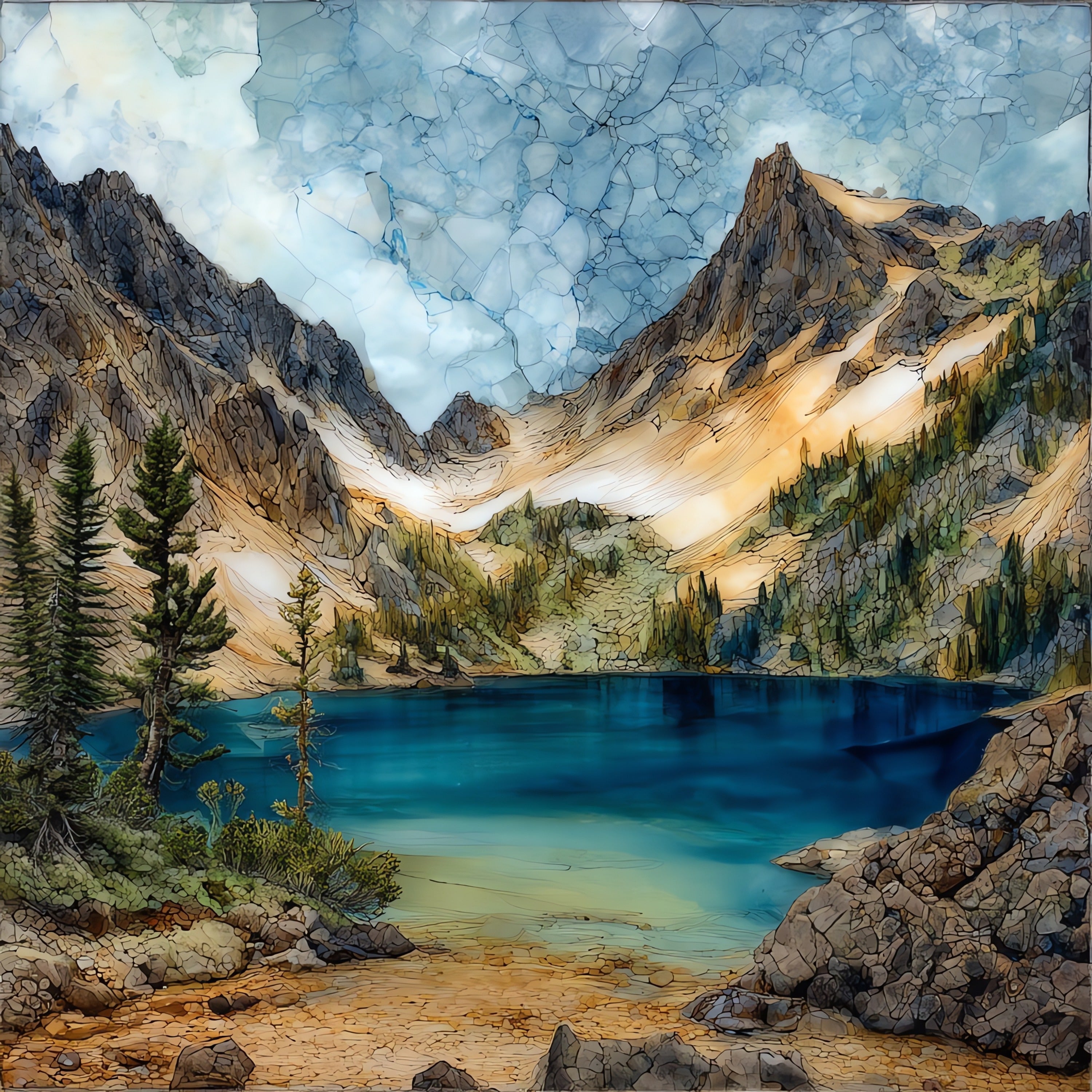Aneroid Lake — ceramic art tile
