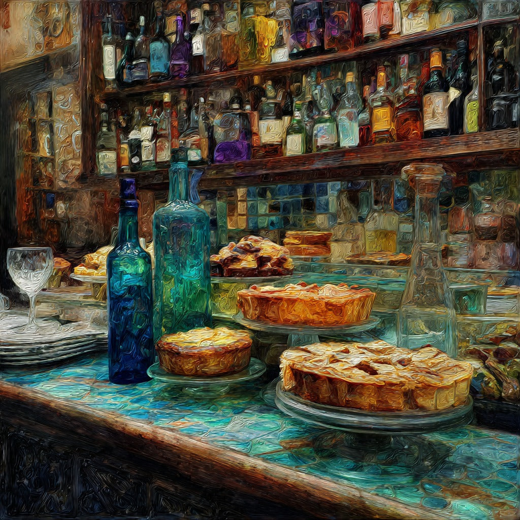 Madrid Bakery Counter Tartas de Santiago Almond Pastries Under Glass — ceramic art tile