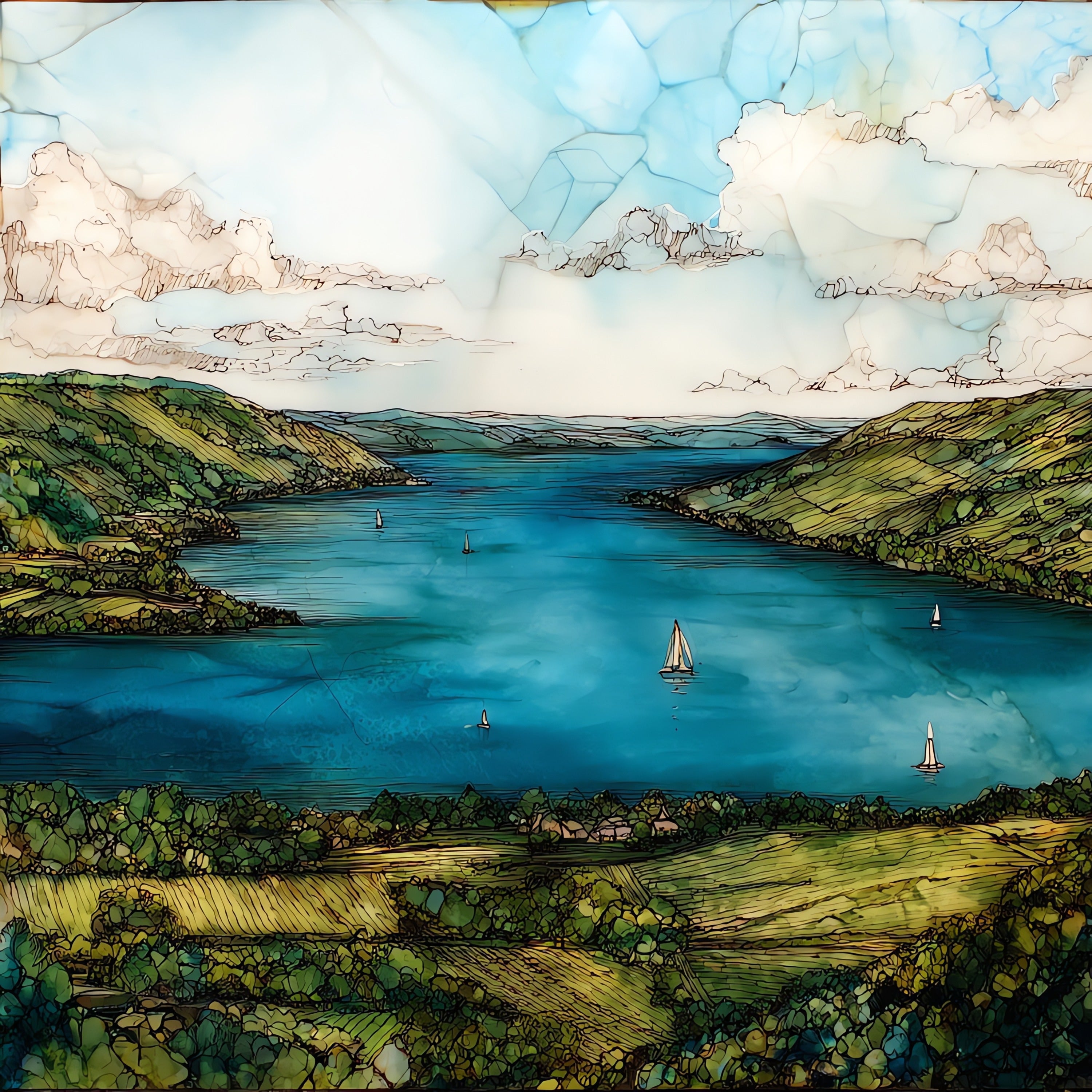 Cayuga Lake — ceramic art tile