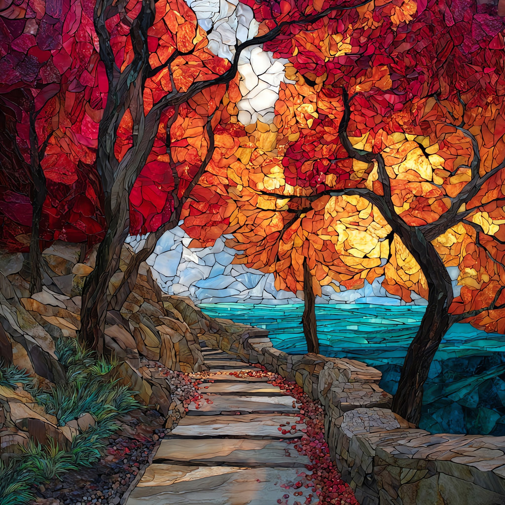 the Newport Cliff Walk — ceramic art tile
