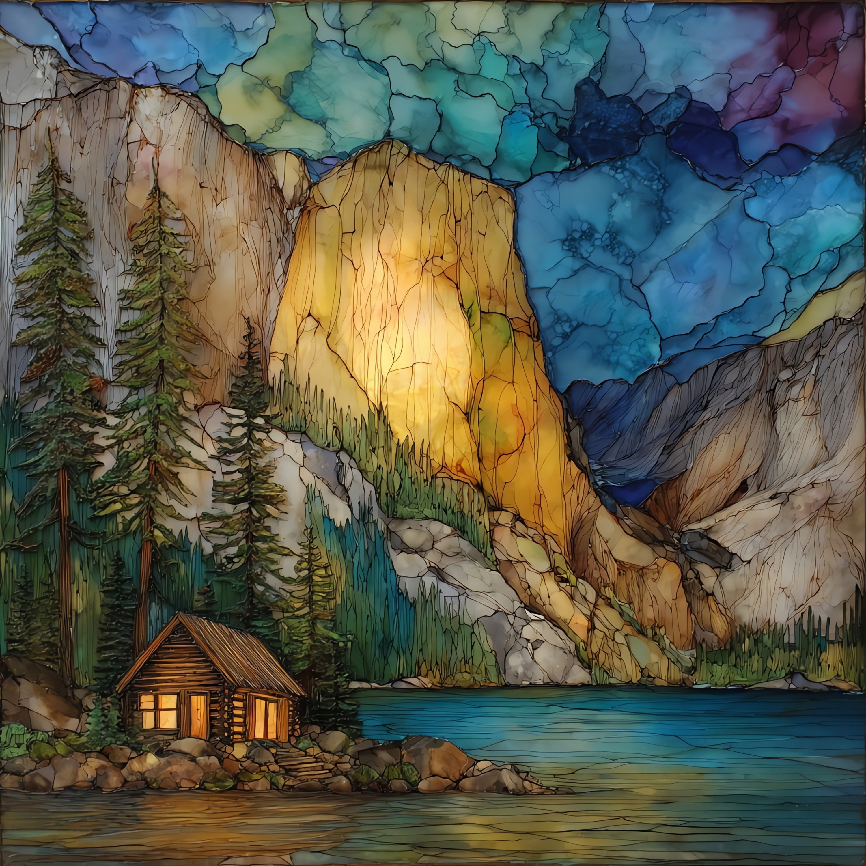 East Rosebud Lake below sheer granite — ceramic art tile