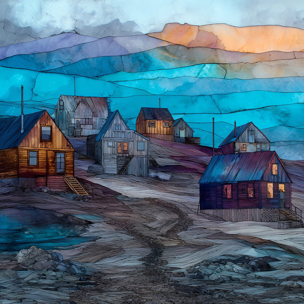 Anaktuvuk Pass Nunamiut settlement — ceramic art tile