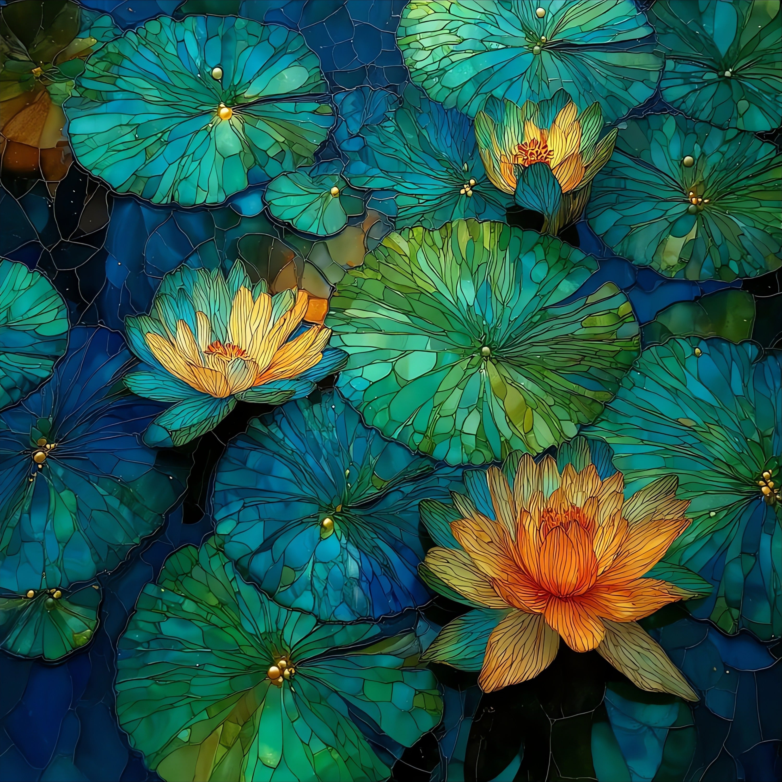 Nymph Lake covered — ceramic art tile
