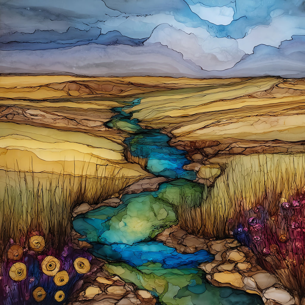 the Smoky Hill River bend — ceramic art tile